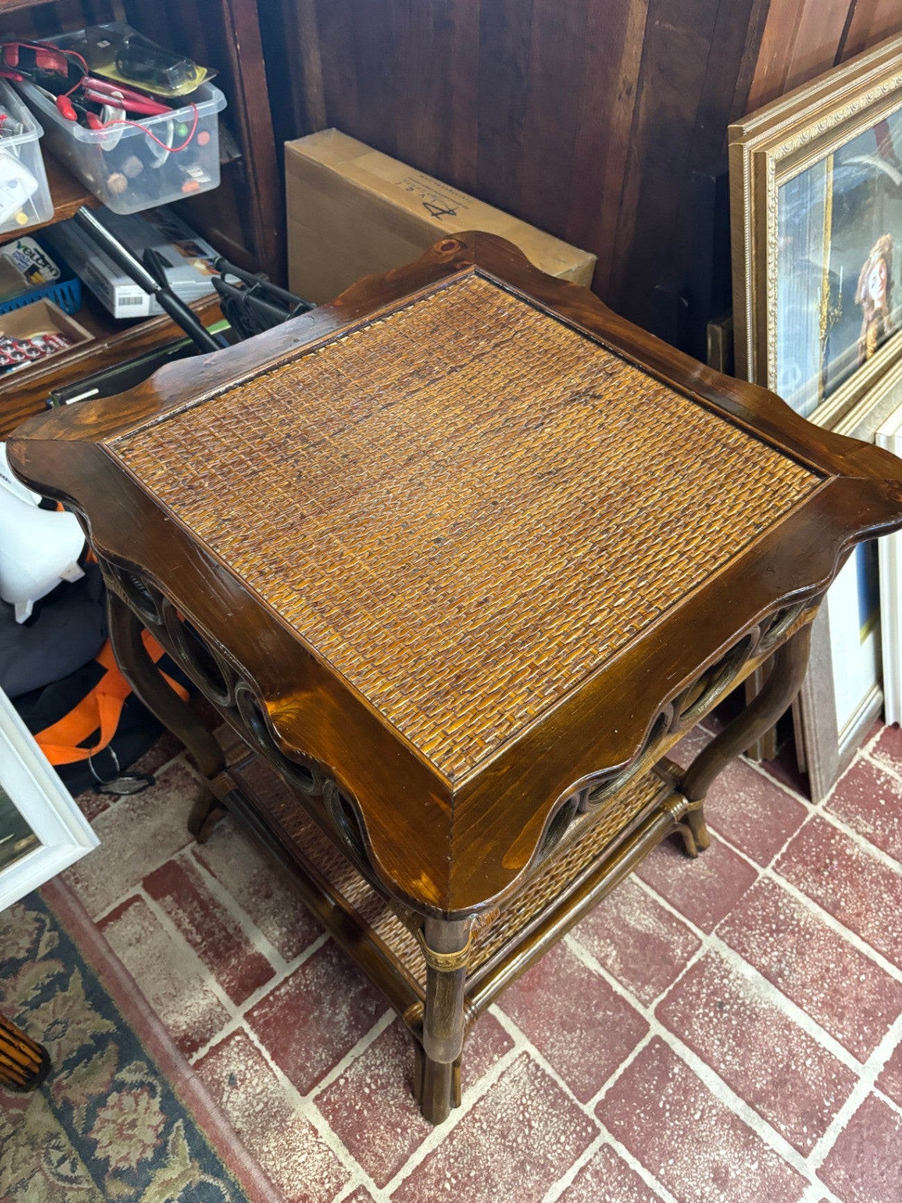  Ethan Allen Cane Top Side Table