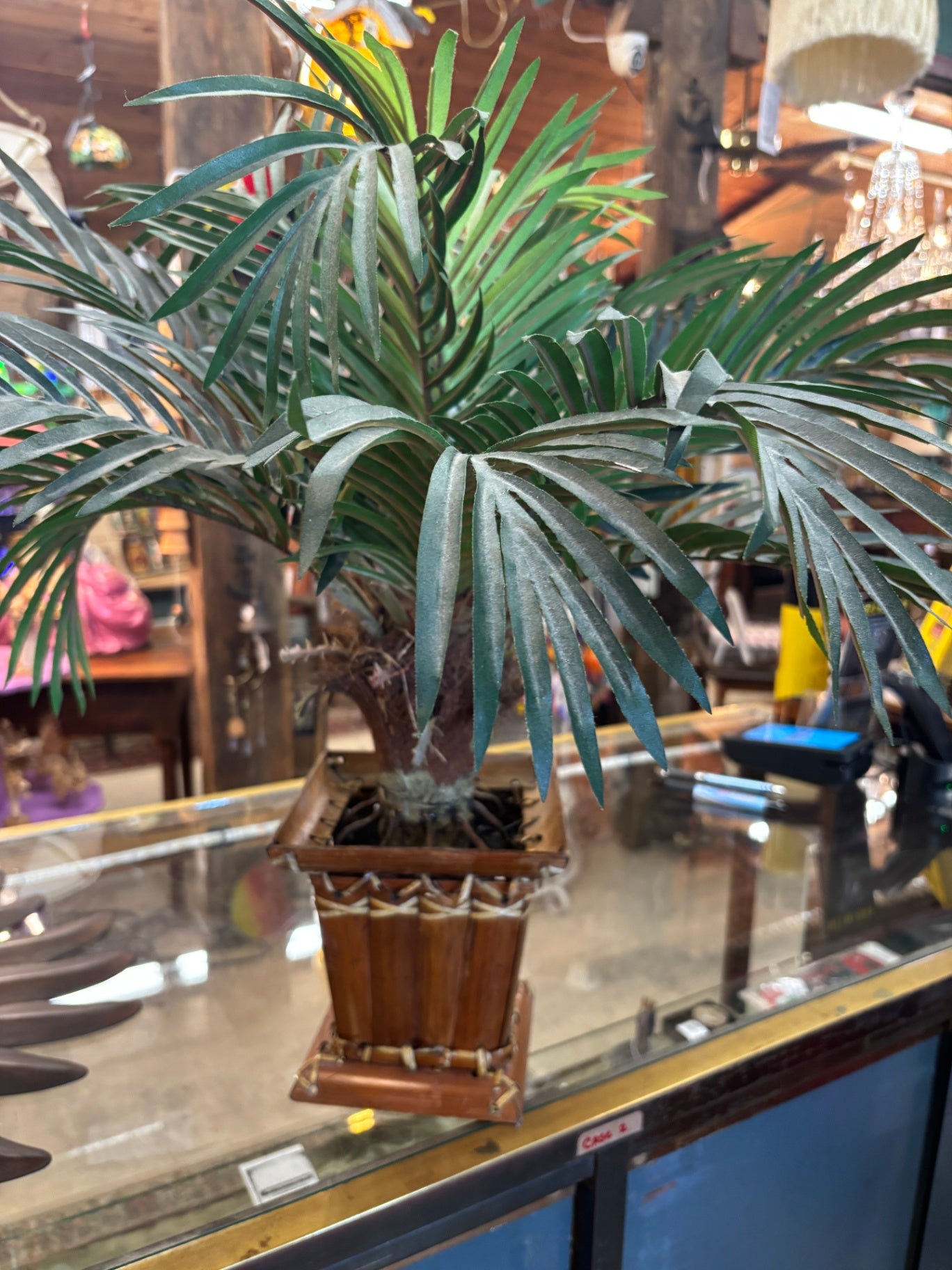 Faux Plant In Bamboo Pot
