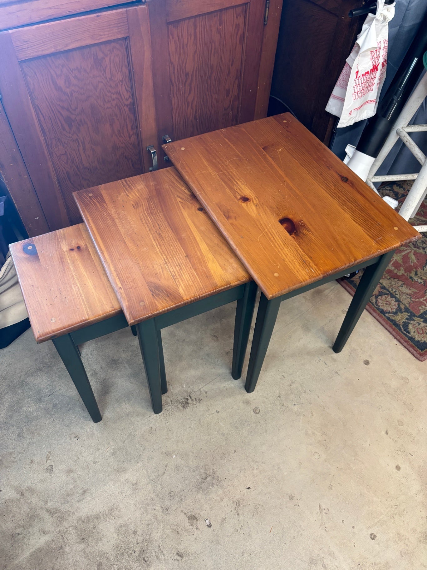 Three-Piece Nested Set of Rustic Accent Tables