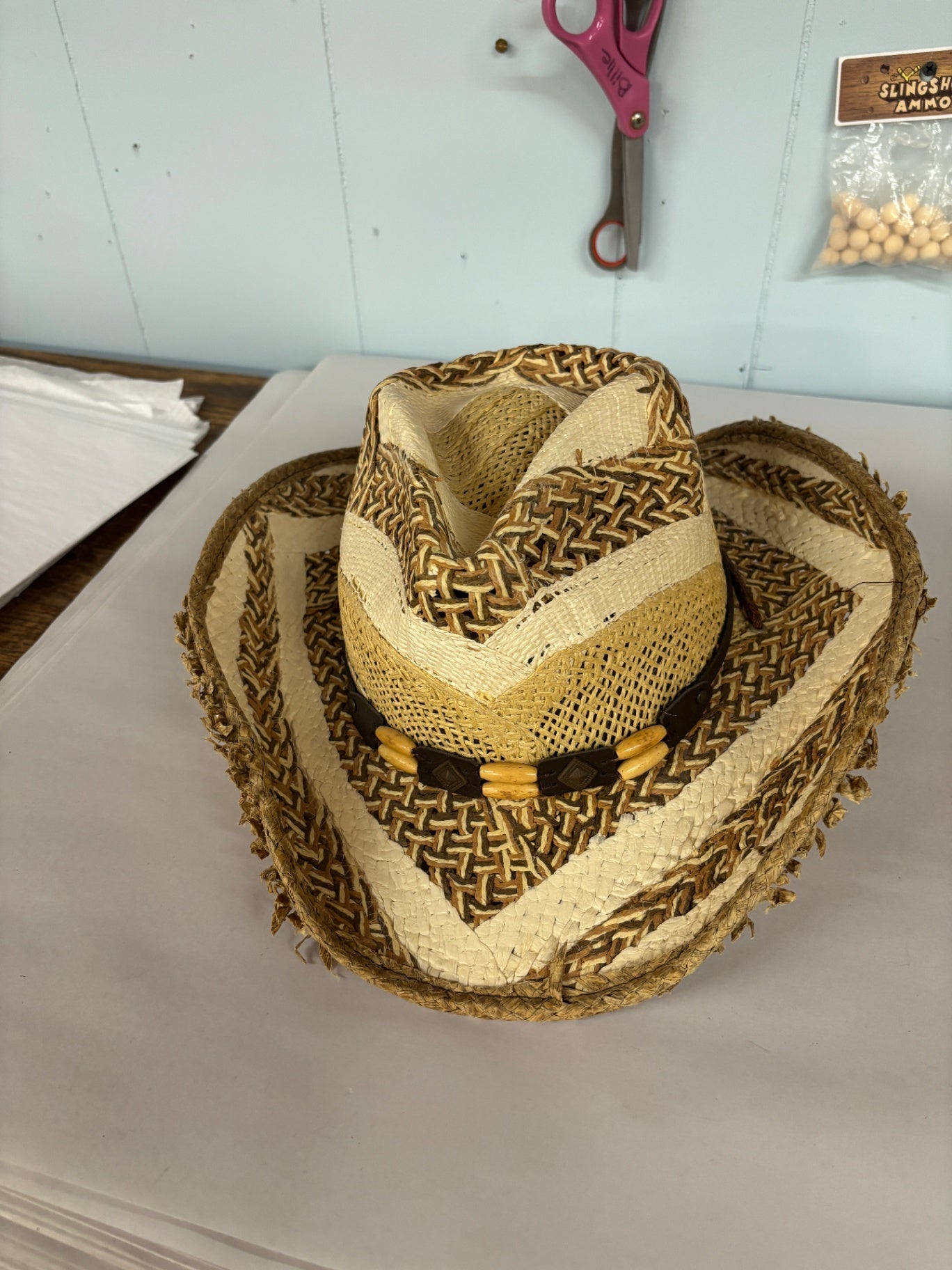 Woven Straw Western-Style Cowboy Hat