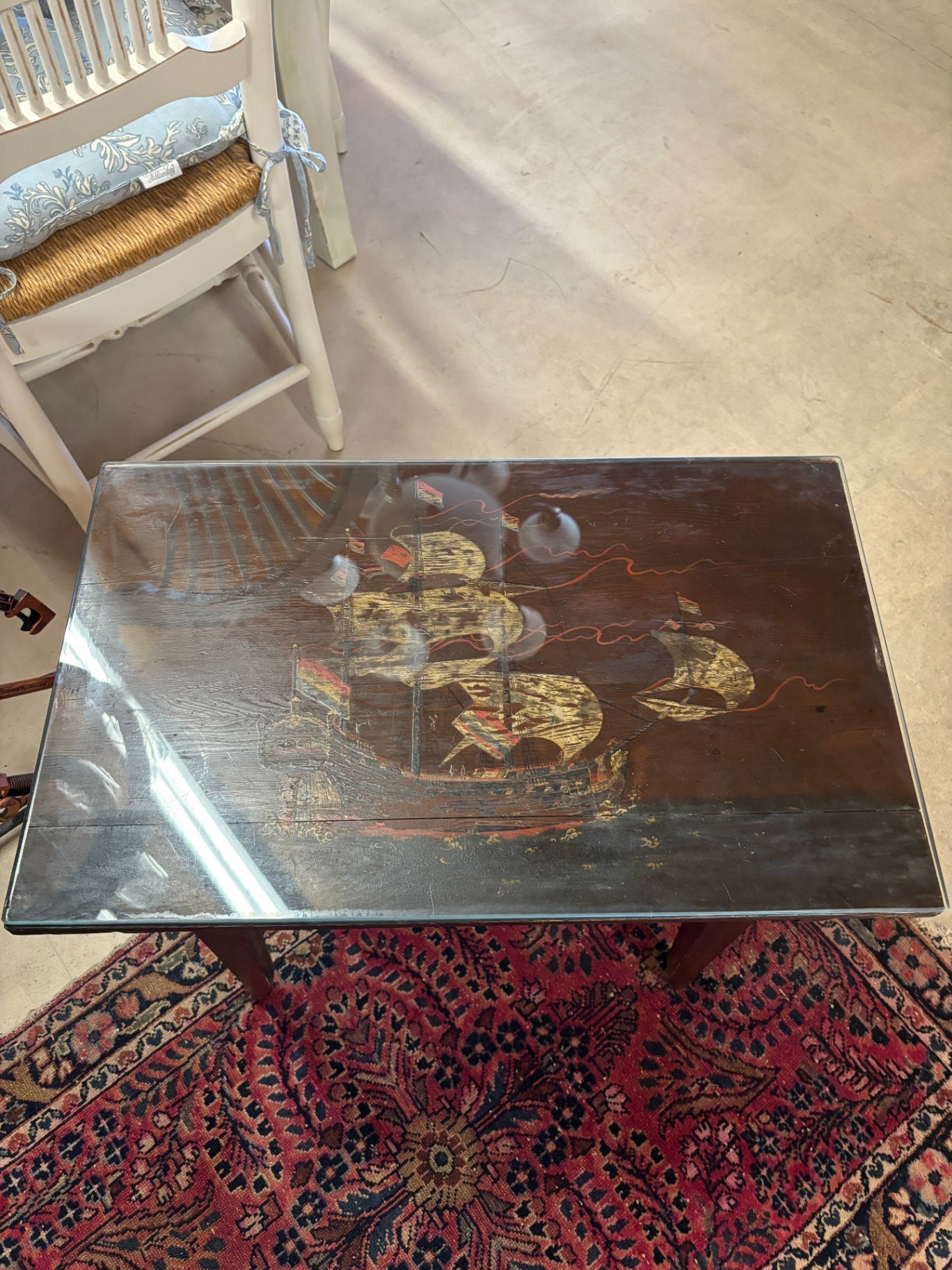 Side Table Featuring A Nautical Scene