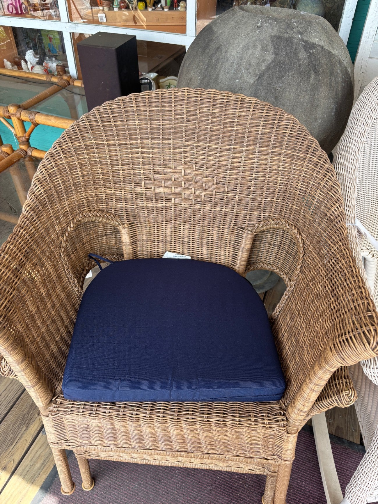 Faux Wicker Chair With Cushion