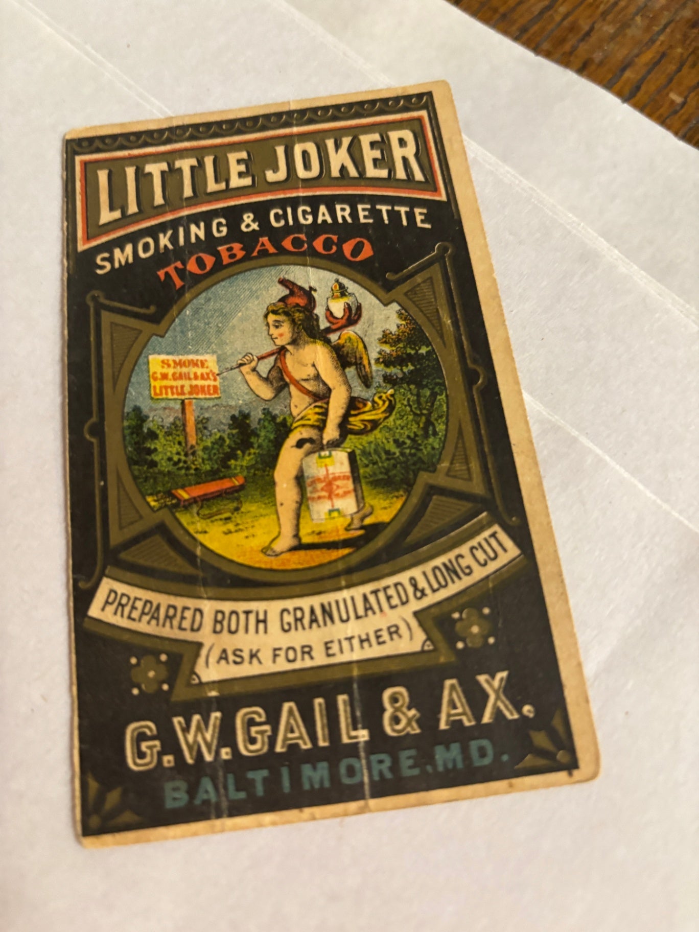  Vintage Little Joker Smoking Tobacco Label 