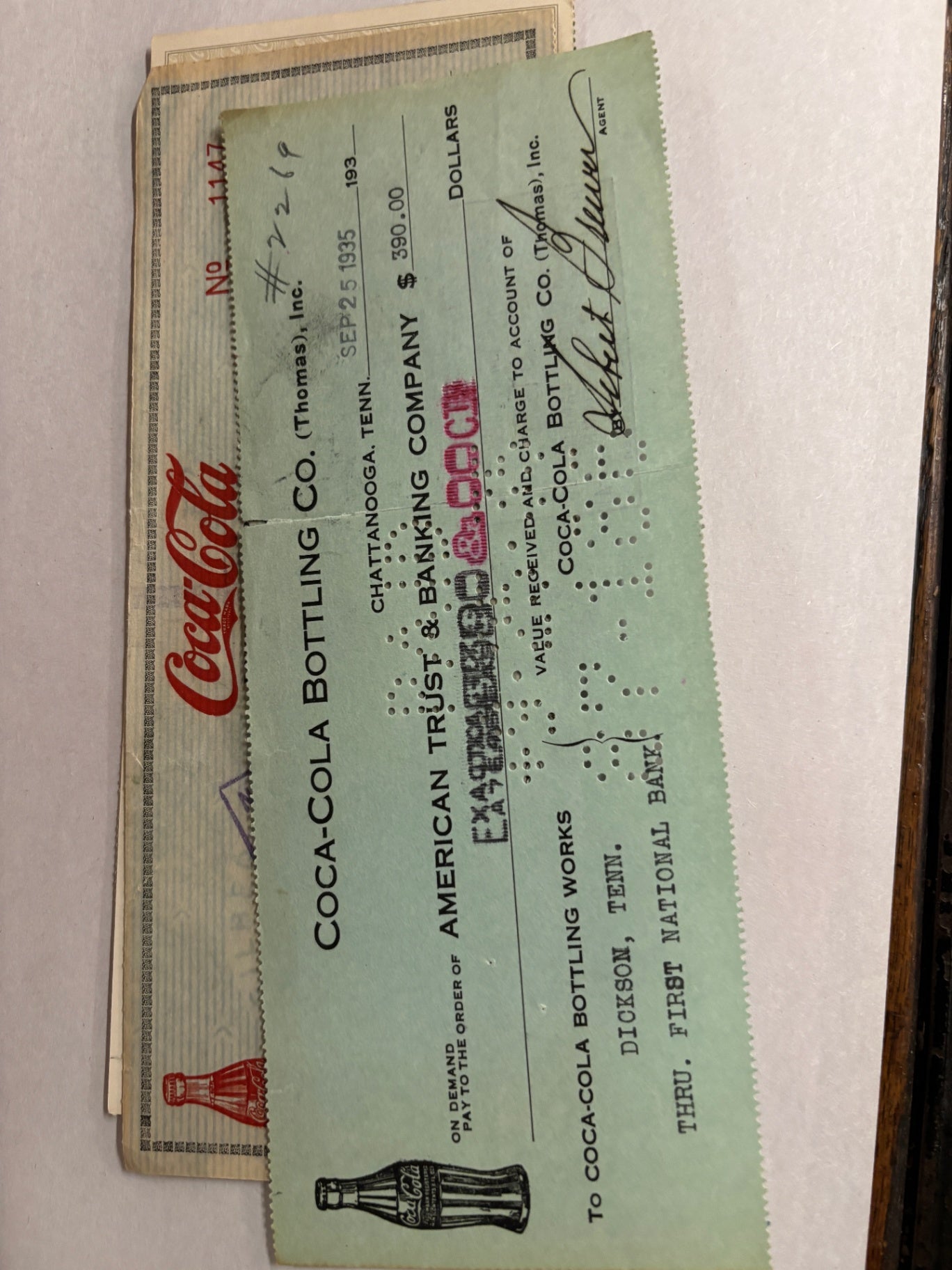  Vintage Coca-Cola Bottling Company Bank Checks (4)