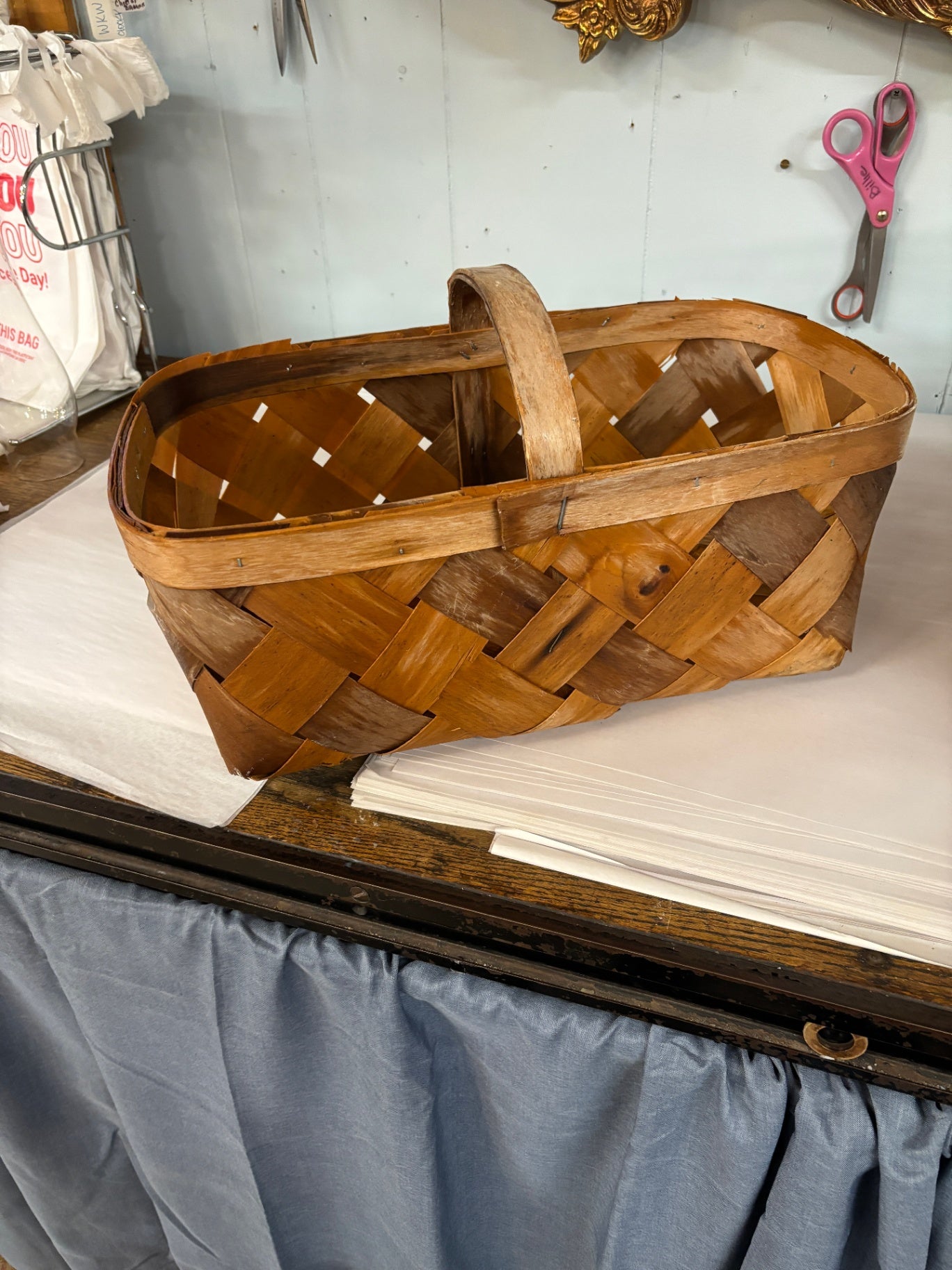 Primitive Vintage Split Wood Harvest Basket