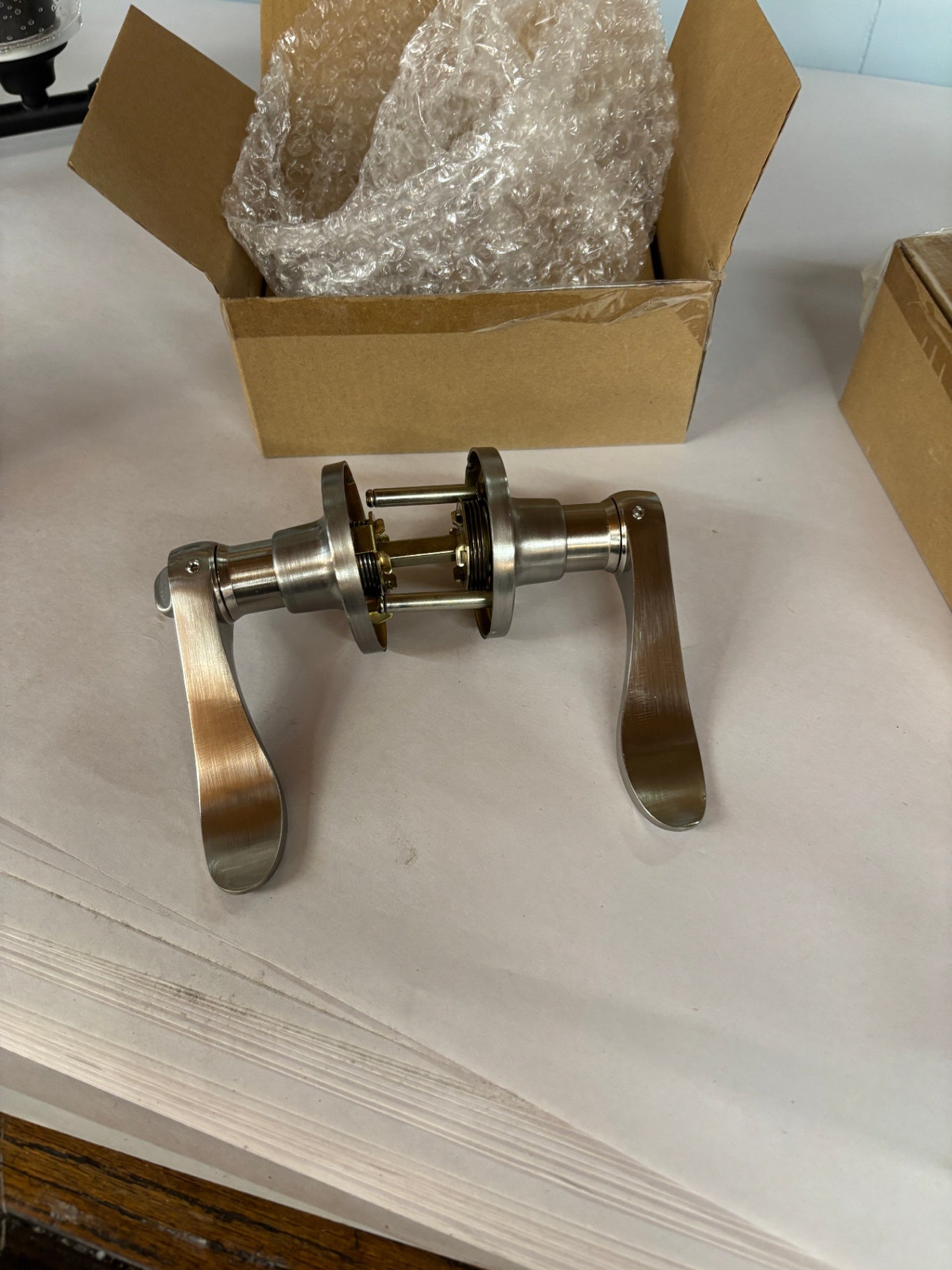  Probrico Wave Passage Door Lever in Satin Nickel
