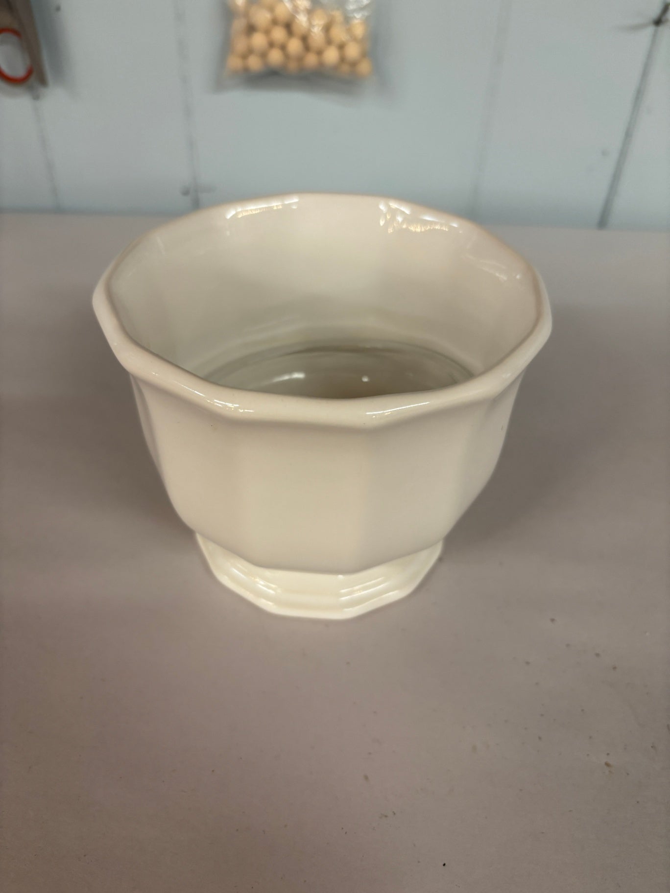 Pfaltzgraff Heritage White stoneware bowl featuring a glossy finish and a distinct octagonal design