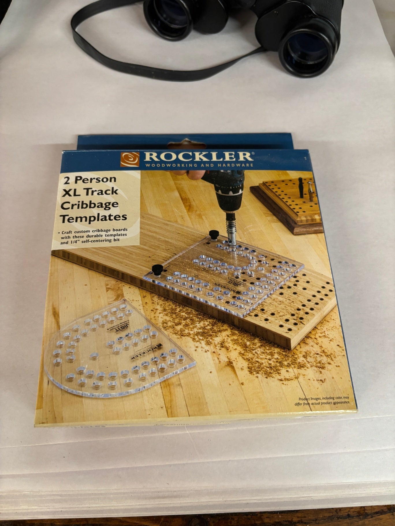 Rockler 2 Person XL Track Cribbage Template set with a self-centering drill bit.