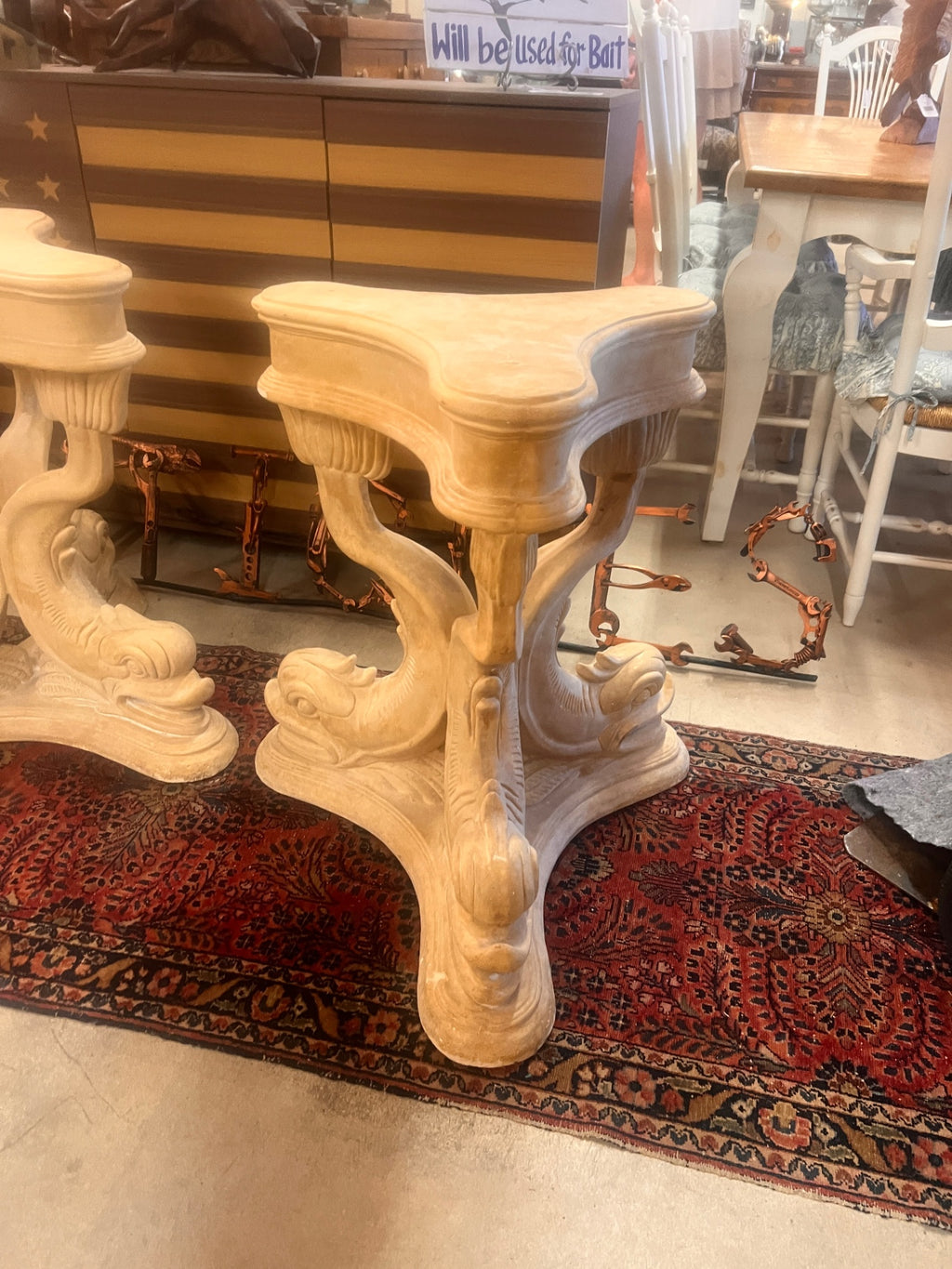 Neoclassical Venetian Grotto Style Dolphin Center Table Pedestal