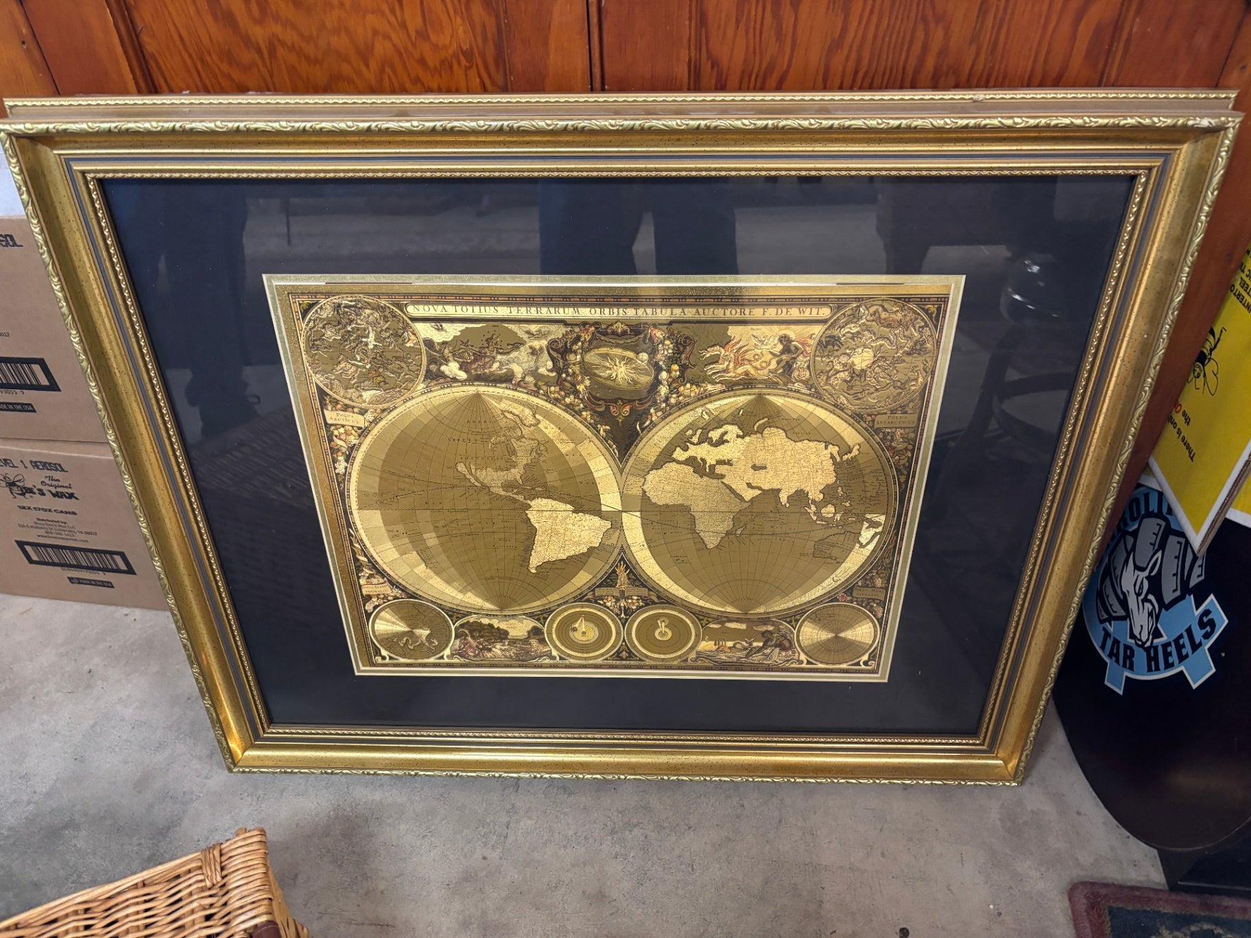 Framed Frederic de Wit World Map Reproduction – Nova Totius Terrarum Orbis Tabula