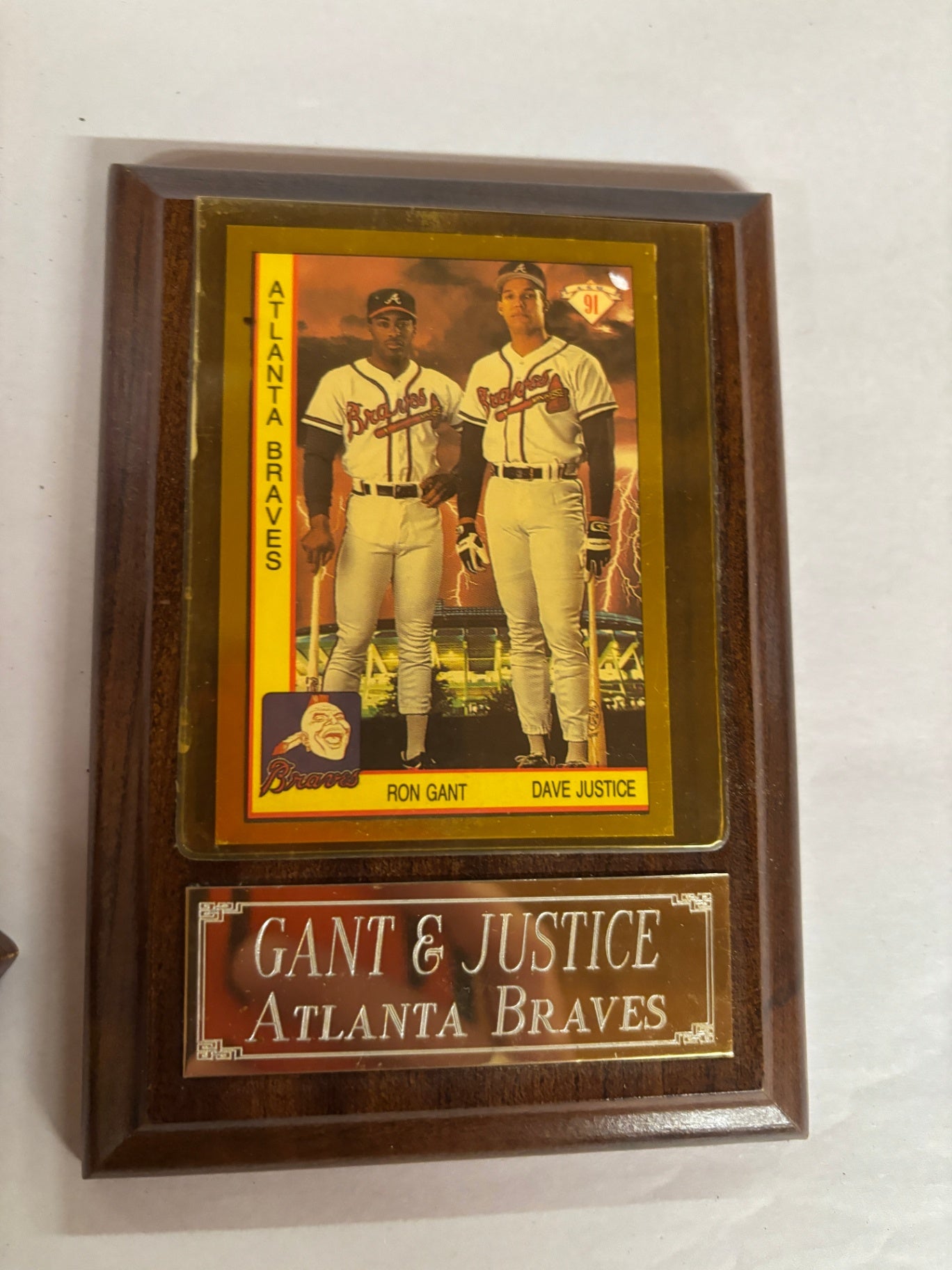 RARE 1991 A.M.S.9 Promo Card RON GANT & DAVE JUSTICE Rookie Card Atlanta Braves Framed