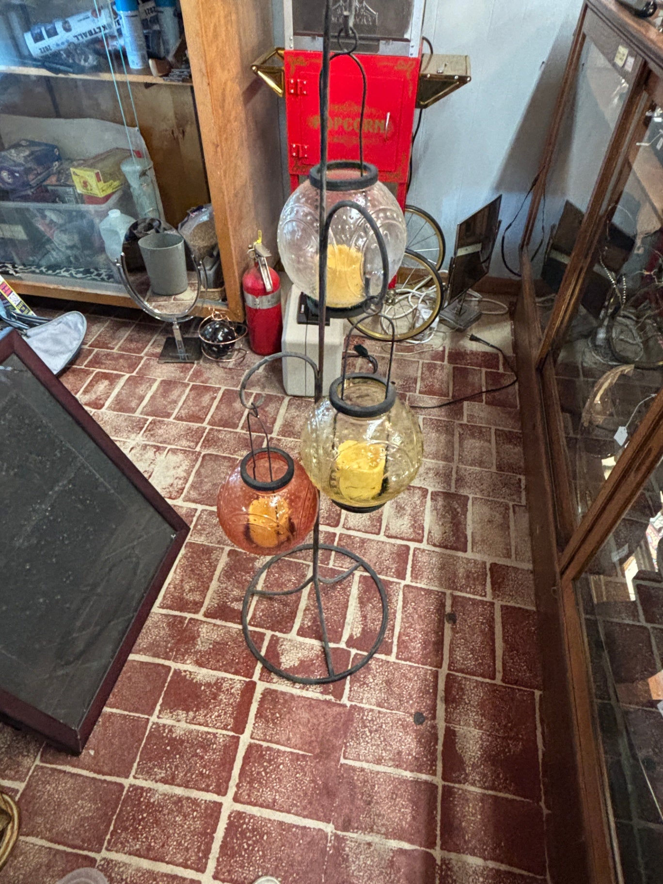 Metal and Glass Tealight Standing Outdoor Candle Holder
