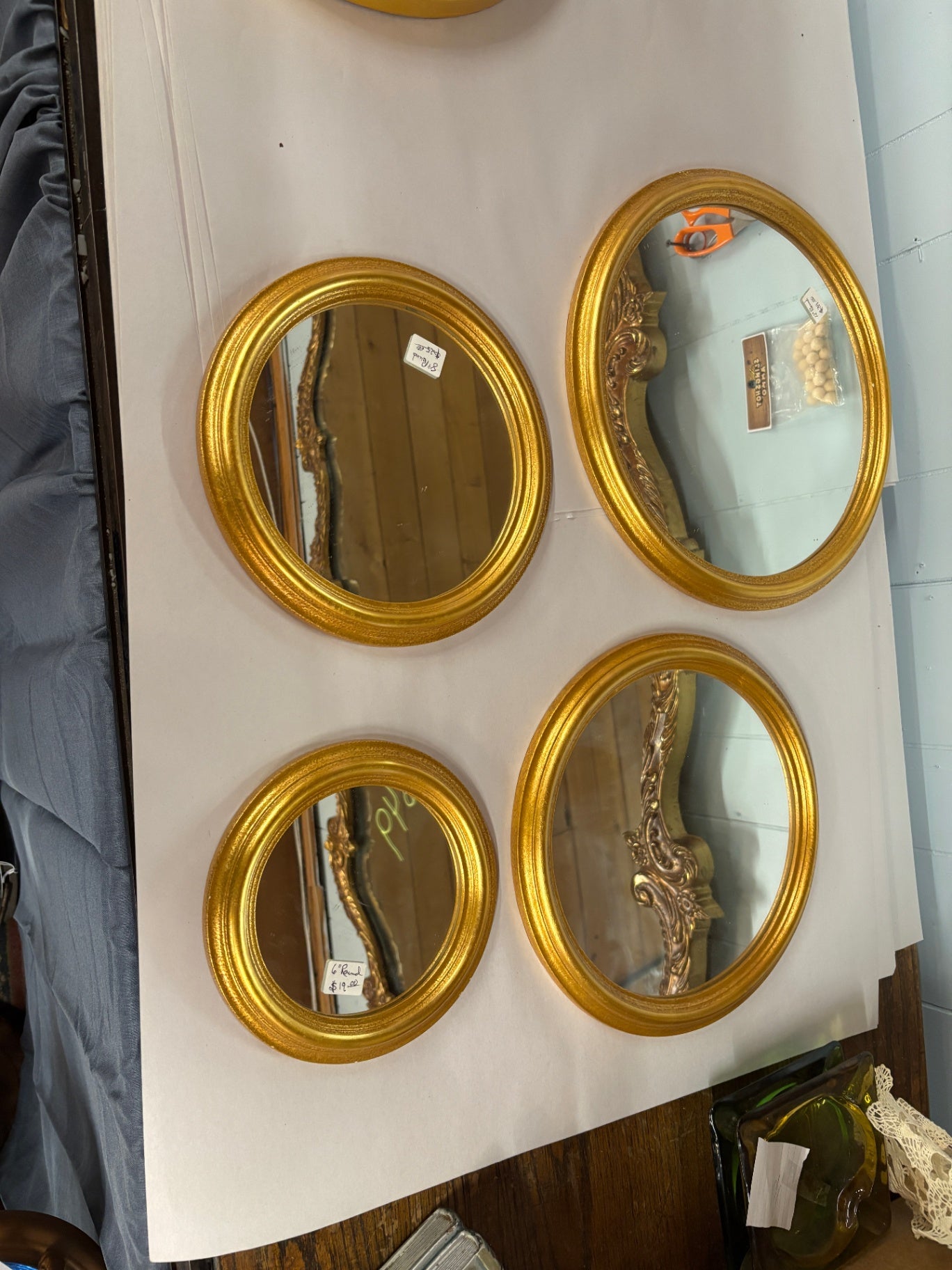 Gold Small Round Or Oval Mirror