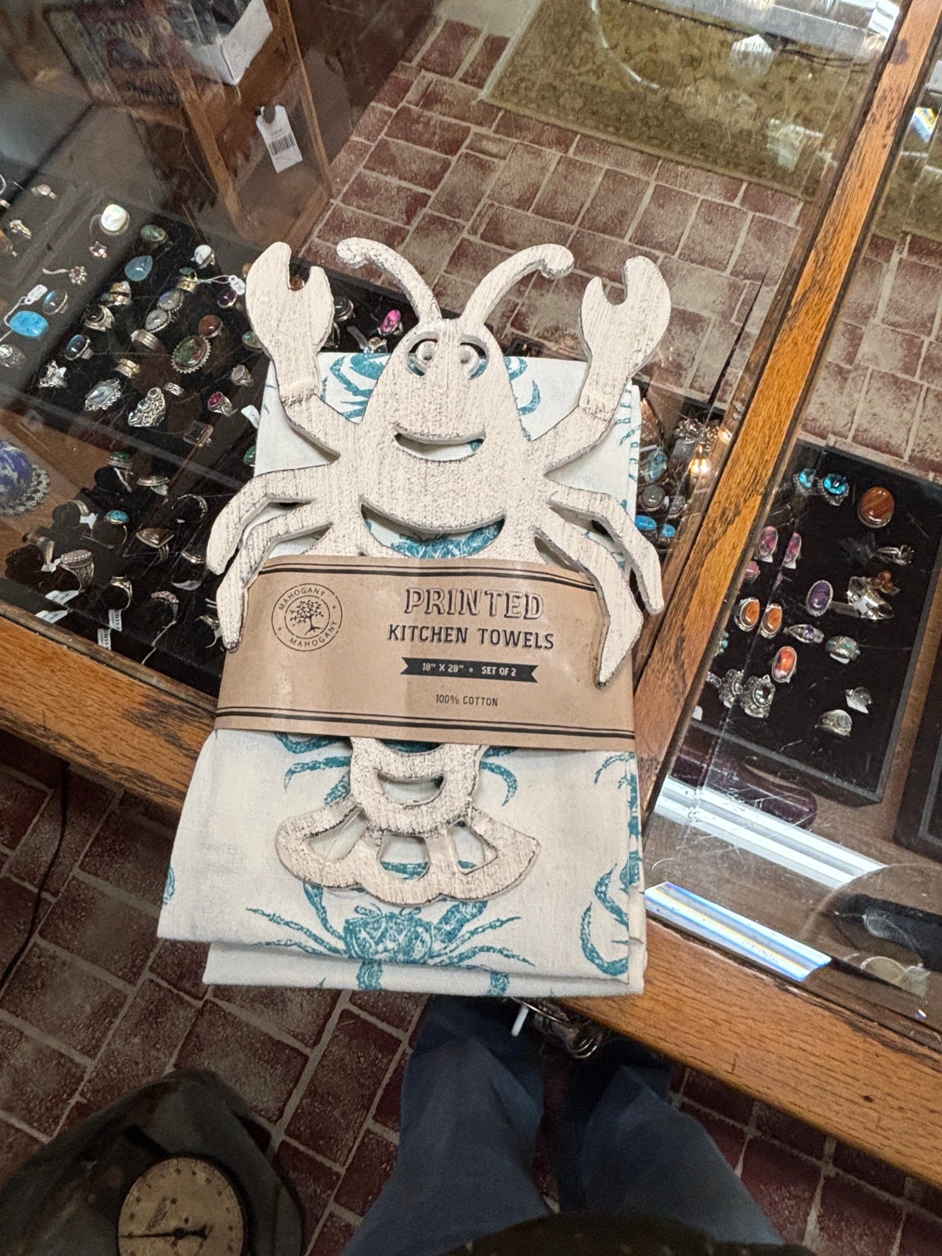 Cast Iron Lobster Trivet and Sea Life Towel Set