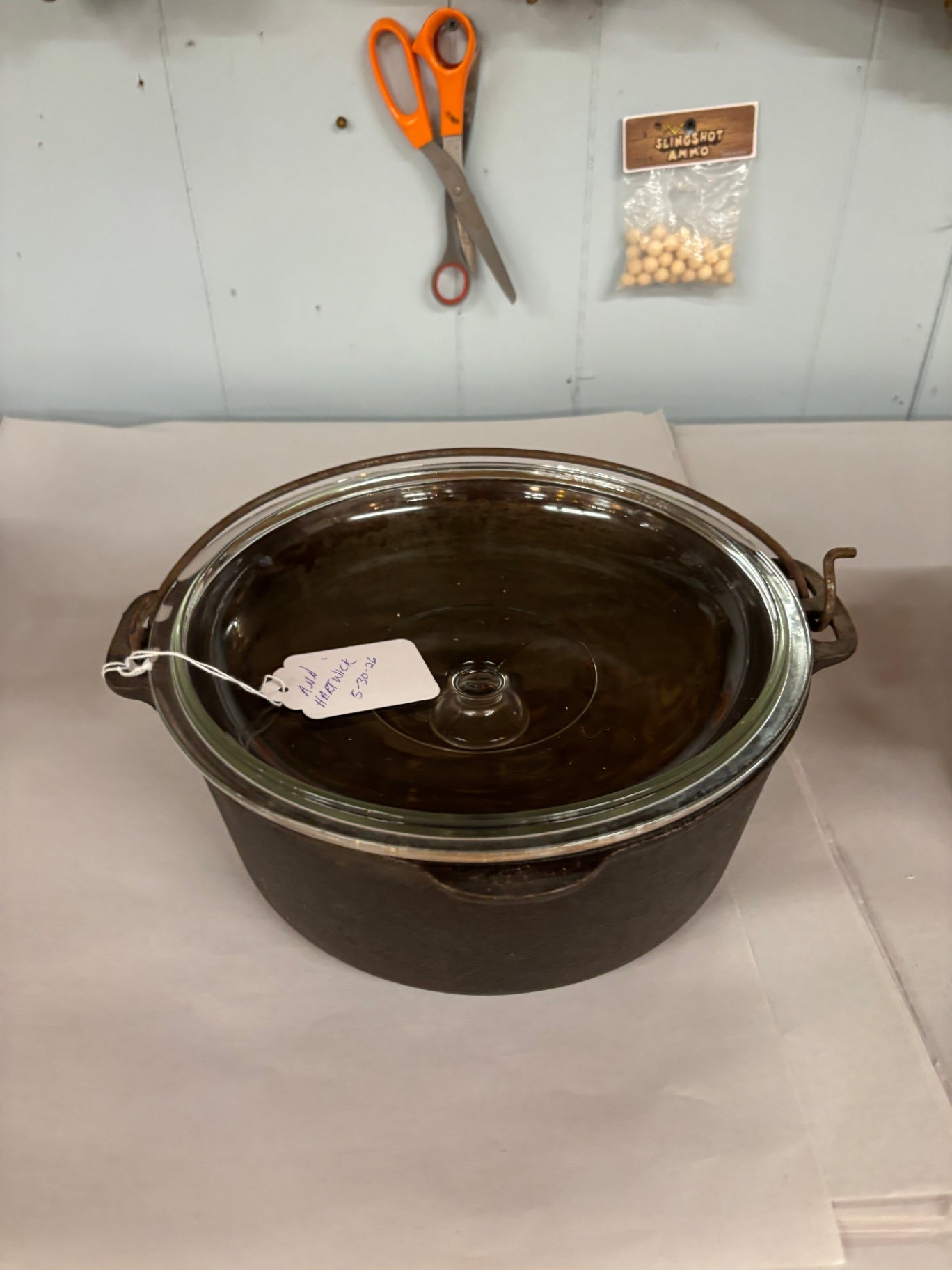 Vintage Amber Glass Covered Casserole Dish with Lid & Metal Carry Handles