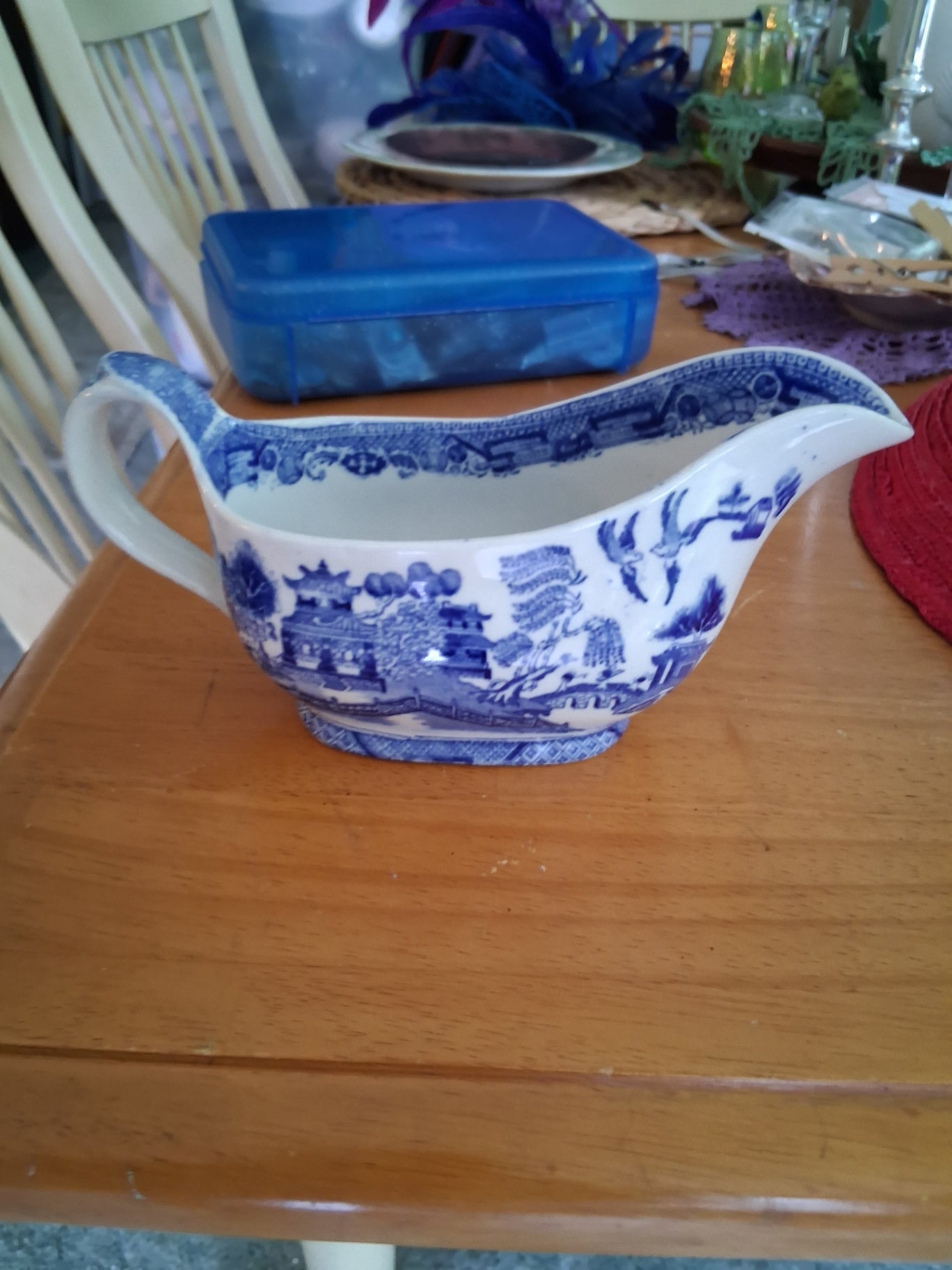 Blue willow gravy dish dsc