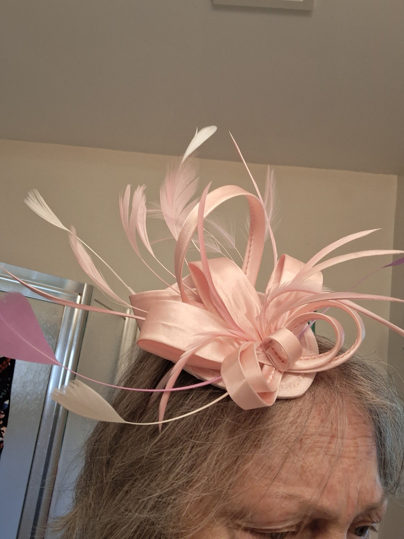 Fascinator pink/feathers
