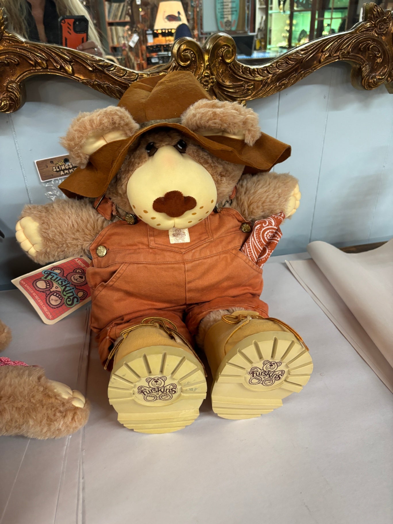 Vintage Truskins Plush Teddy Bear Scarecrow Farmer Outfit w/ Original Tags & Boots