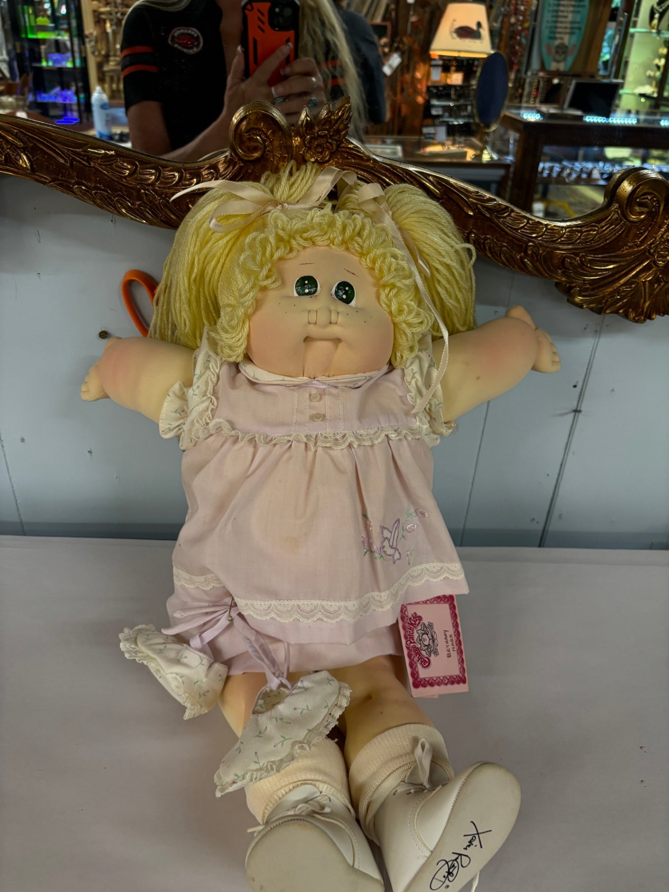 Vintage Cabbage Patch Kids Xavier Roberts Signed Soft Sculpture Doll in Pink Dress