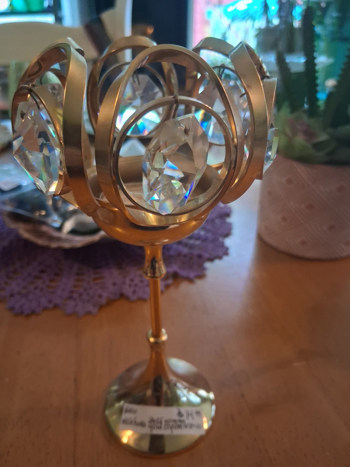 Gold plated 24kt crystal votive dsc