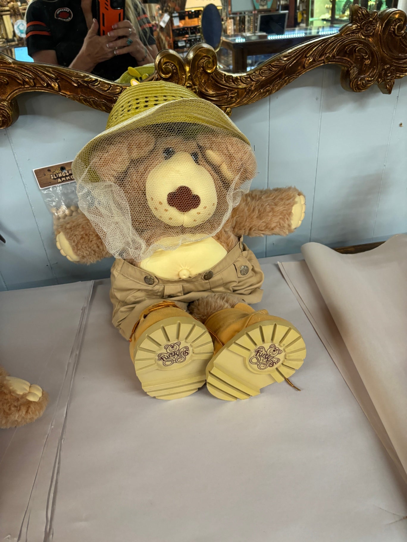 Vintage Tuskins Beekeeper Teddy Bear Plush Doll with Veil Hat & Overalls