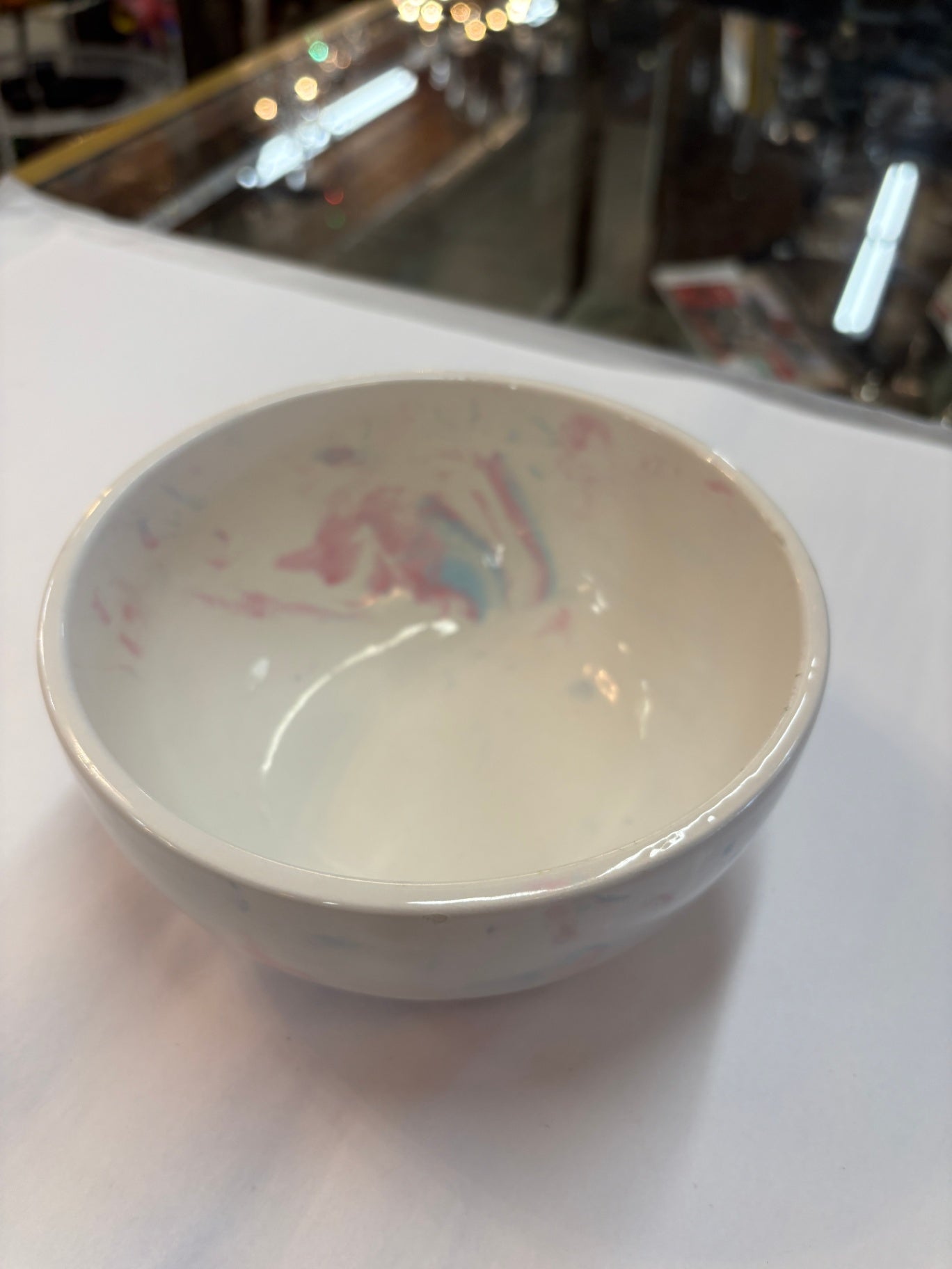 Vintage Handcrafted Pastel Spatterware Pottery Bowl