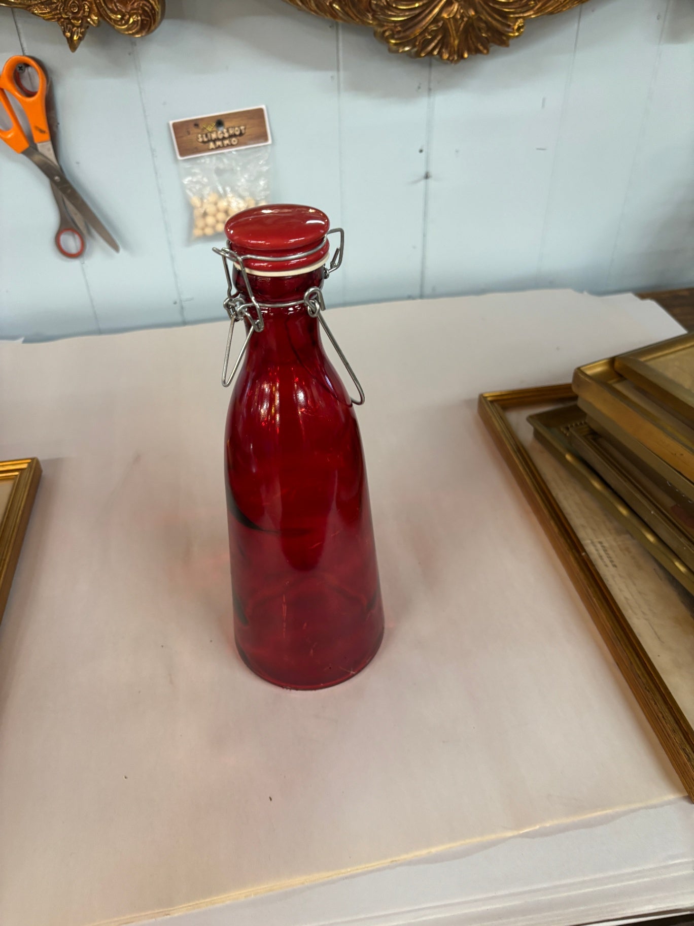 Modern Red Glass Swing-Top Bottle