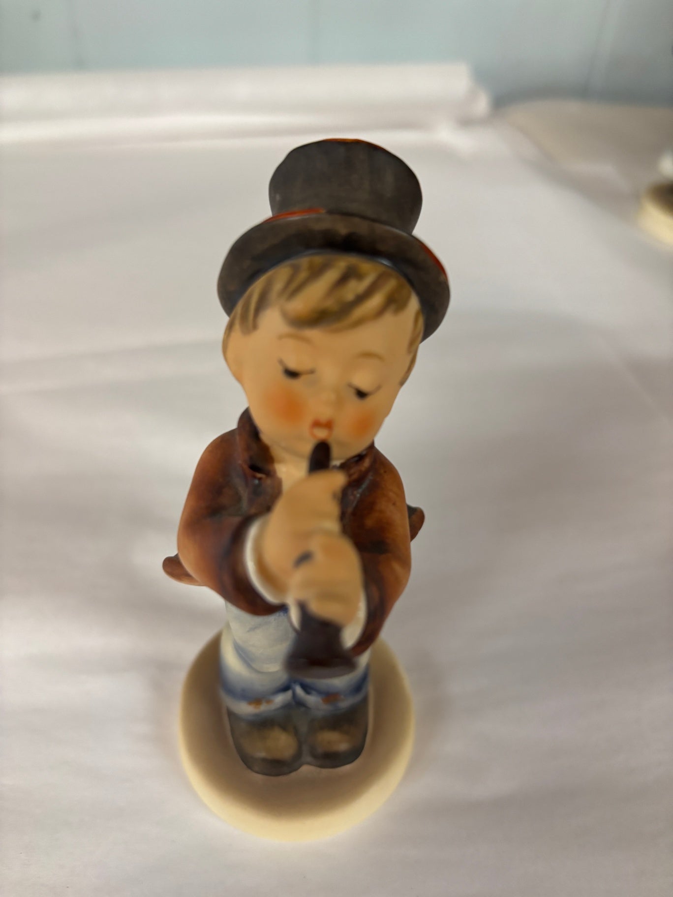 Vintage Goebel West Germany Boy Playing Recorder Flute Figurine Porcelain Child Musician