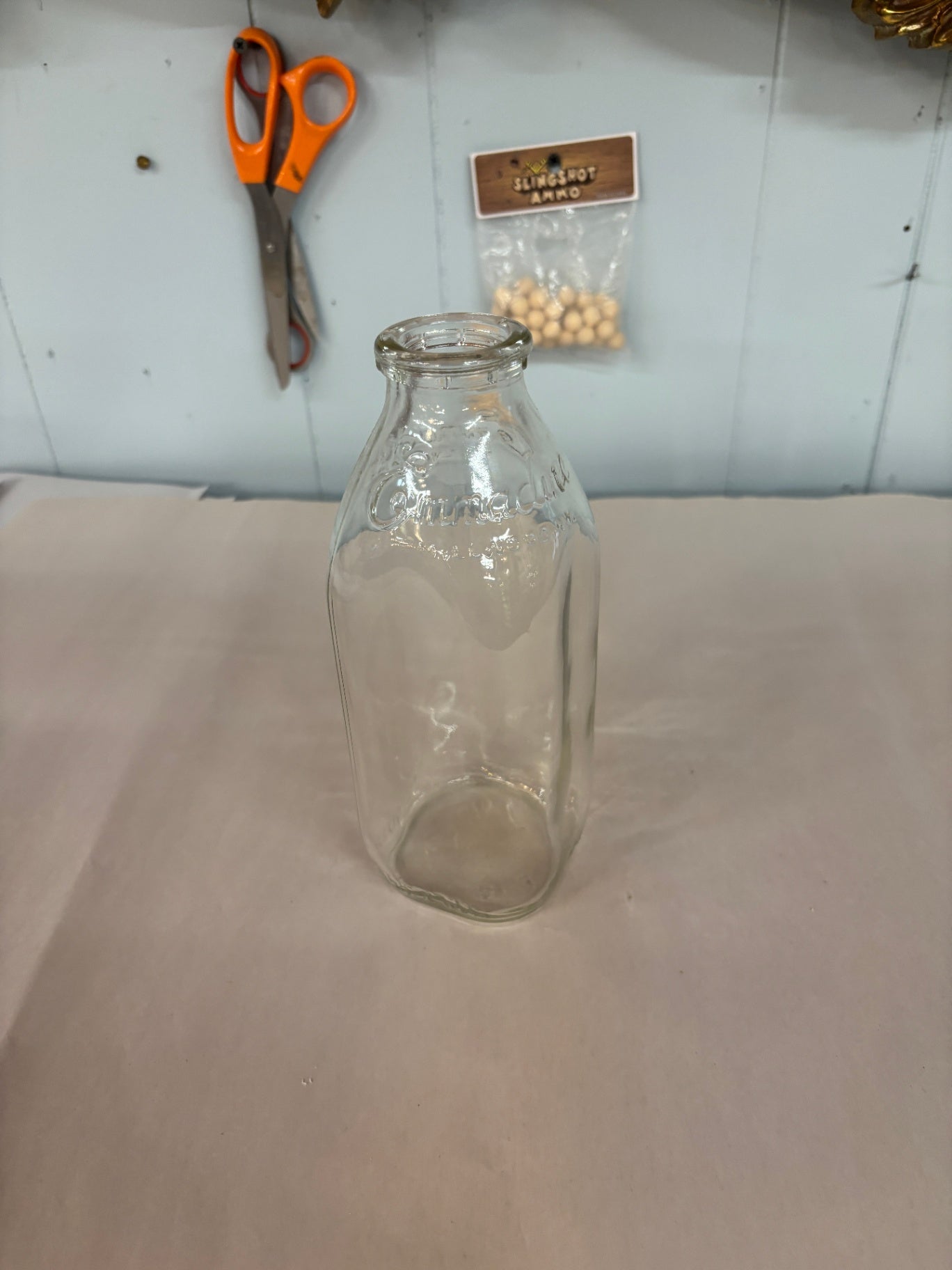 Vintage Clear Glass Dairy Milk Bottle Embossed “Cumberland” Farmhouse Decor Vase