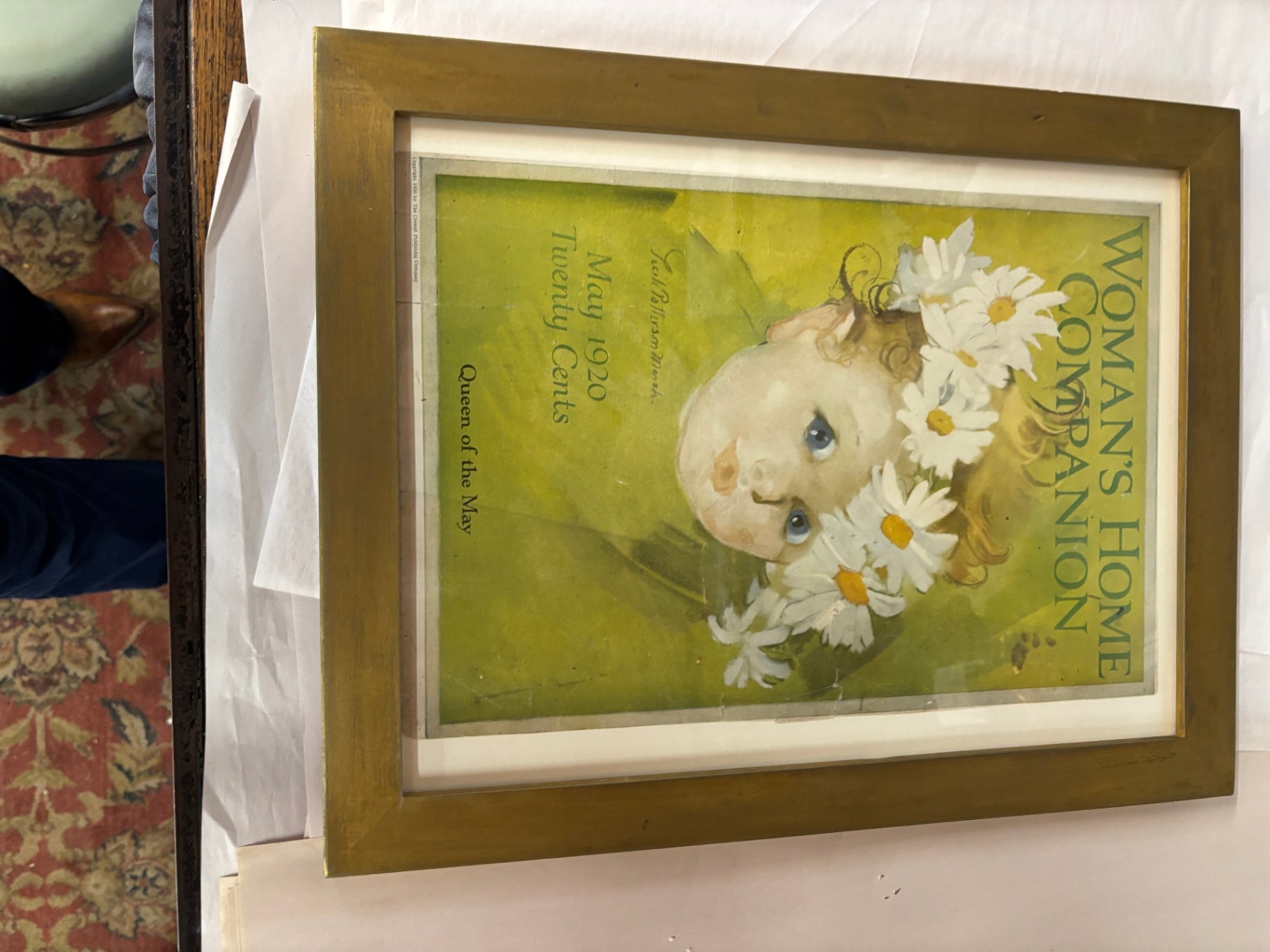 Vintage 1920 Woman's Home Companion Magazine Cover Print – "Queen of the May" Framed Art by Nell Brinkley