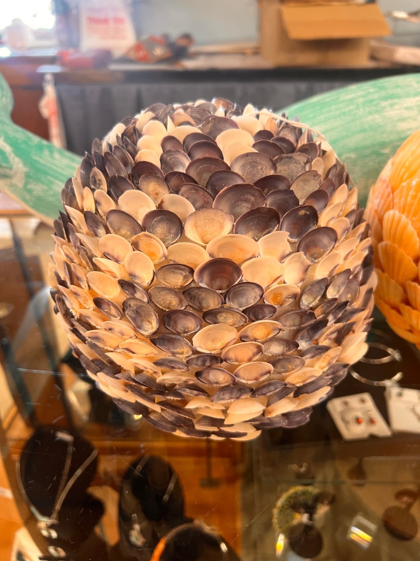 Blue and White Shell Orb