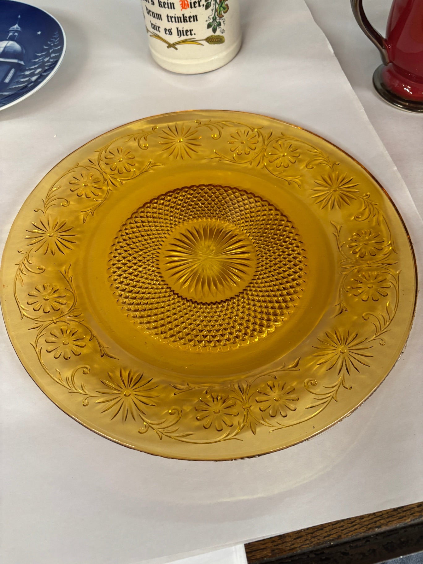  Vintage Indiana Glass Tiara Amber Plate 
