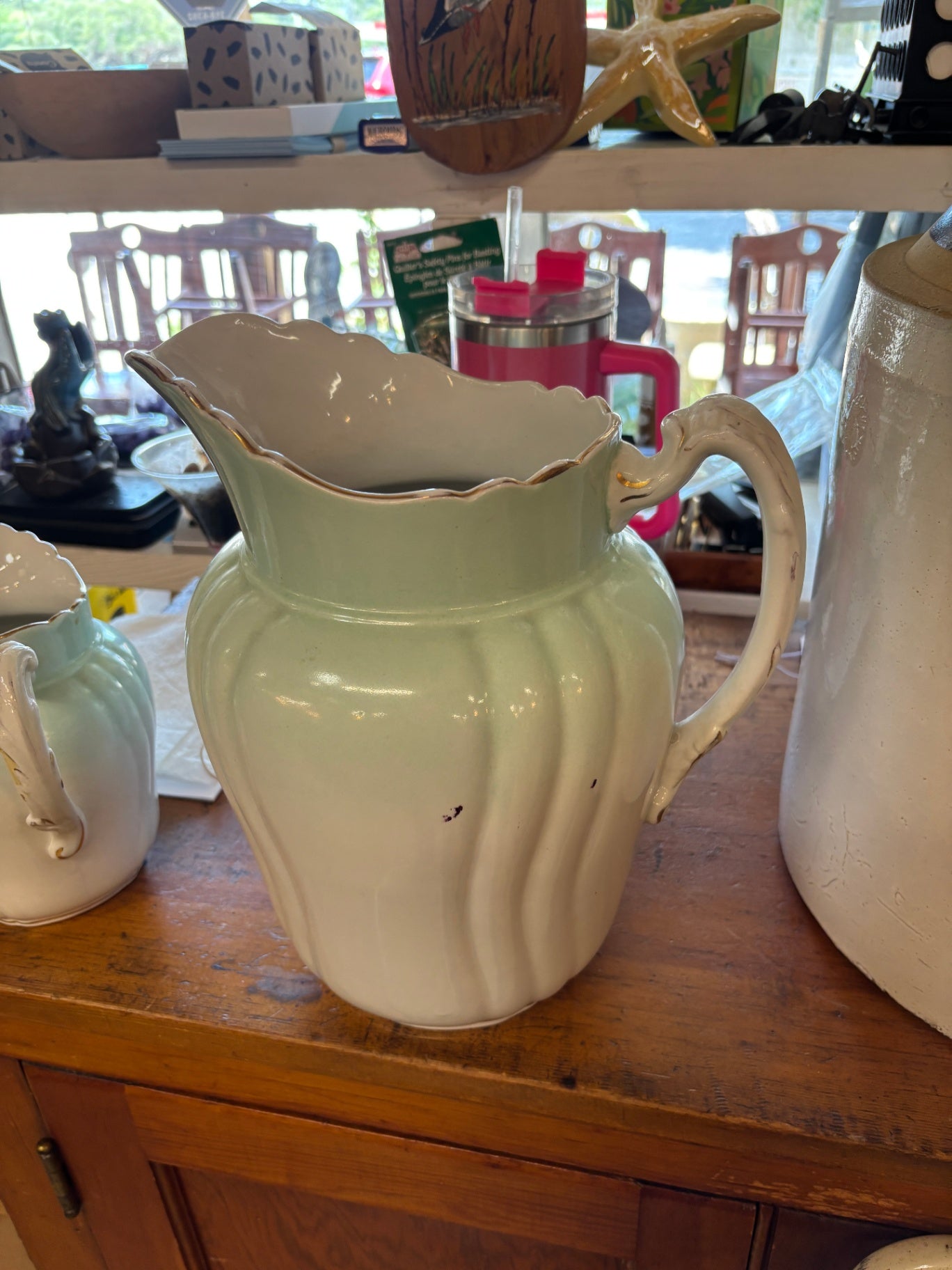  Antique Ironstone Water Pitcher