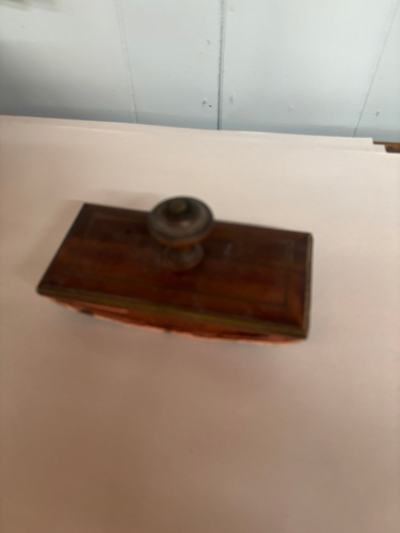 Antique Wood Rocking Desk Ink Blotter