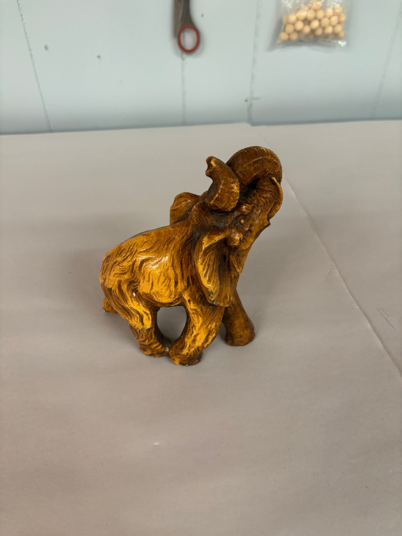  Rustic, Yellow-Brown Elephant Figurine