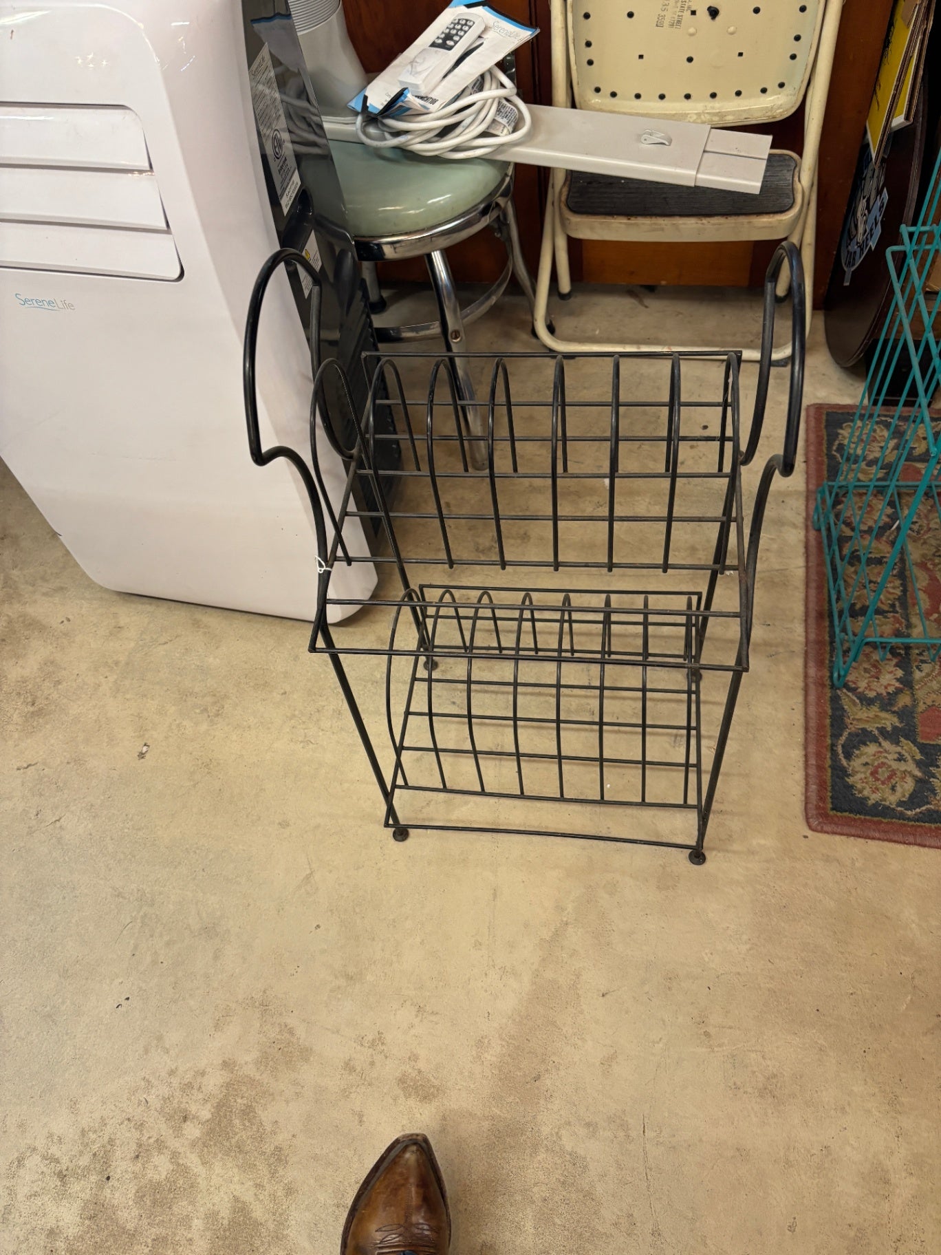 Vintage Two-Tier Metal Record Rack