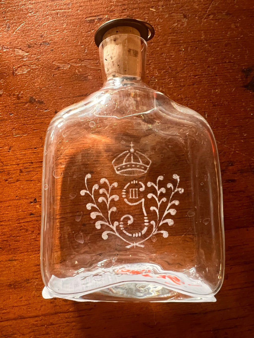 Antique Swedish Glass Spirit Flask / Pocket Bottle – Gustav Adolf Sveriges Konung