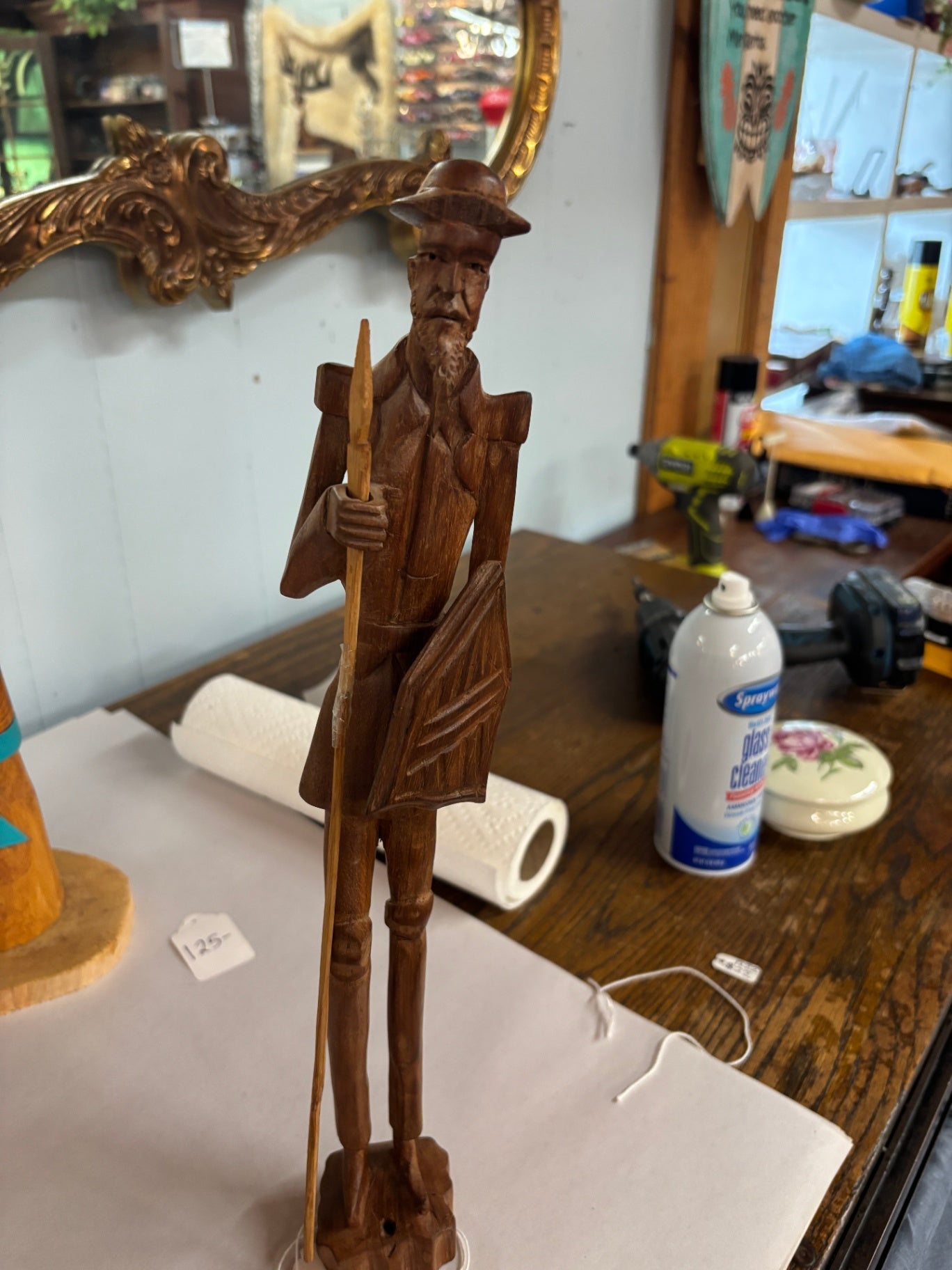  Mid-Century Hand-Carved Depiction of Don Quixot
