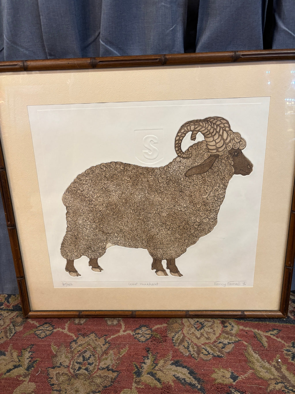 Signed & Numbered "Wool Merchant" Limited Edition Etching by Nancy Temeo, 1985