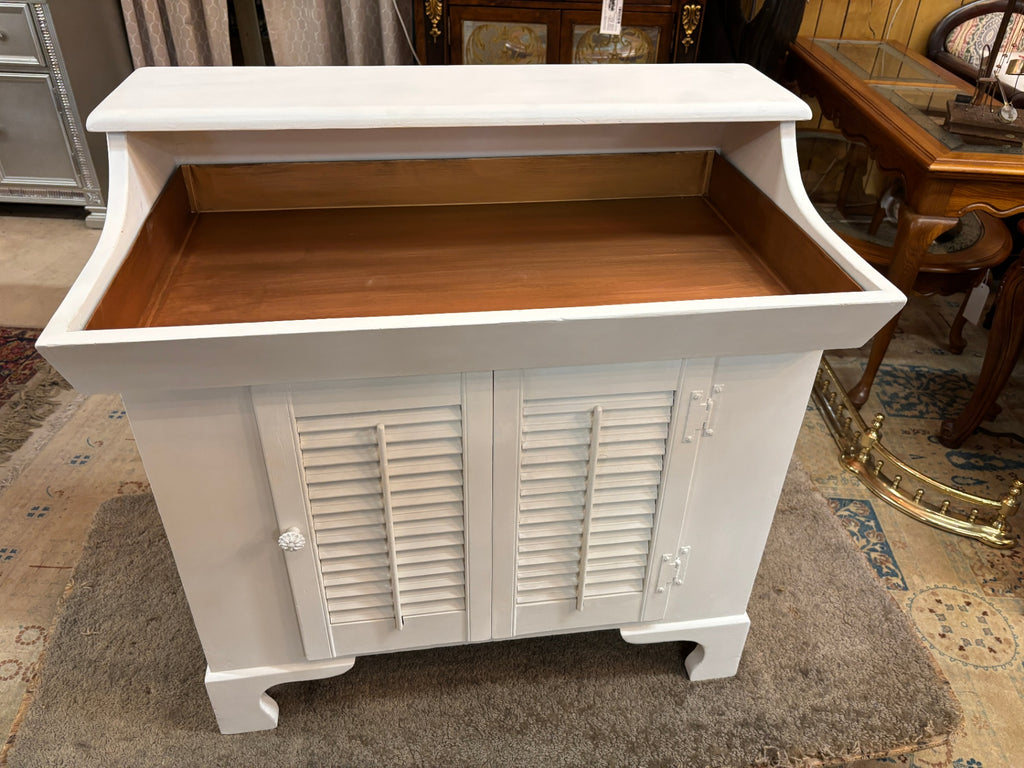 Vintage Coastal Plantation-Style Shutter Door Cabinet /Bar