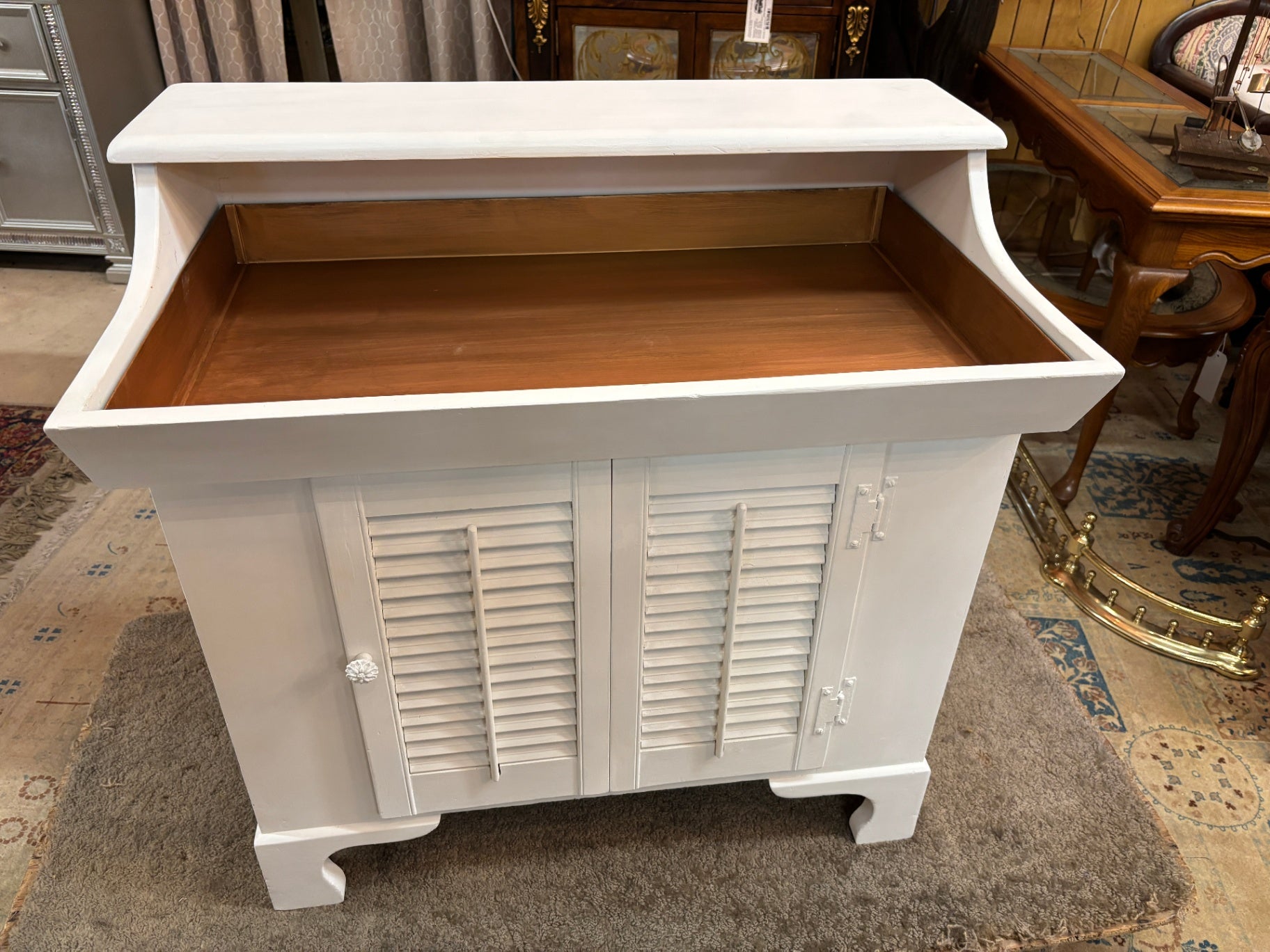 Vintage Coastal Plantation-Style Shutter Door Cabinet /Bar
