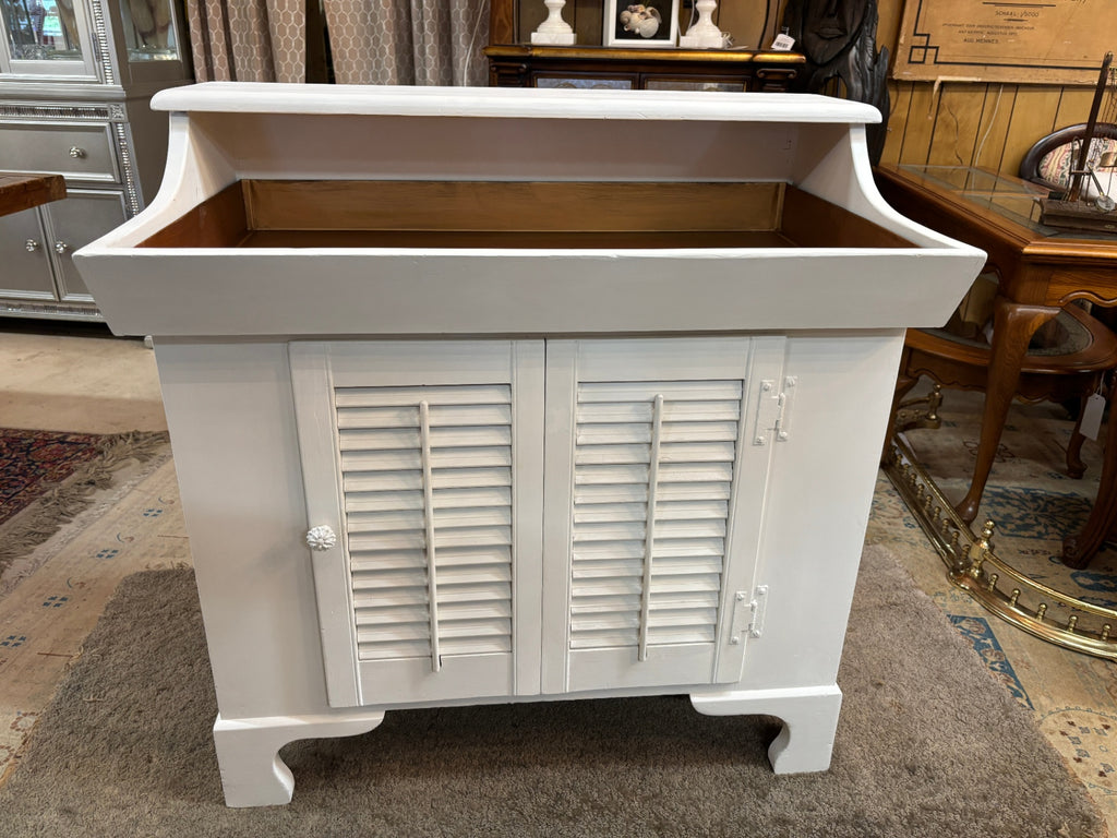 Vintage Coastal Plantation-Style Shutter Door Cabinet /Bar