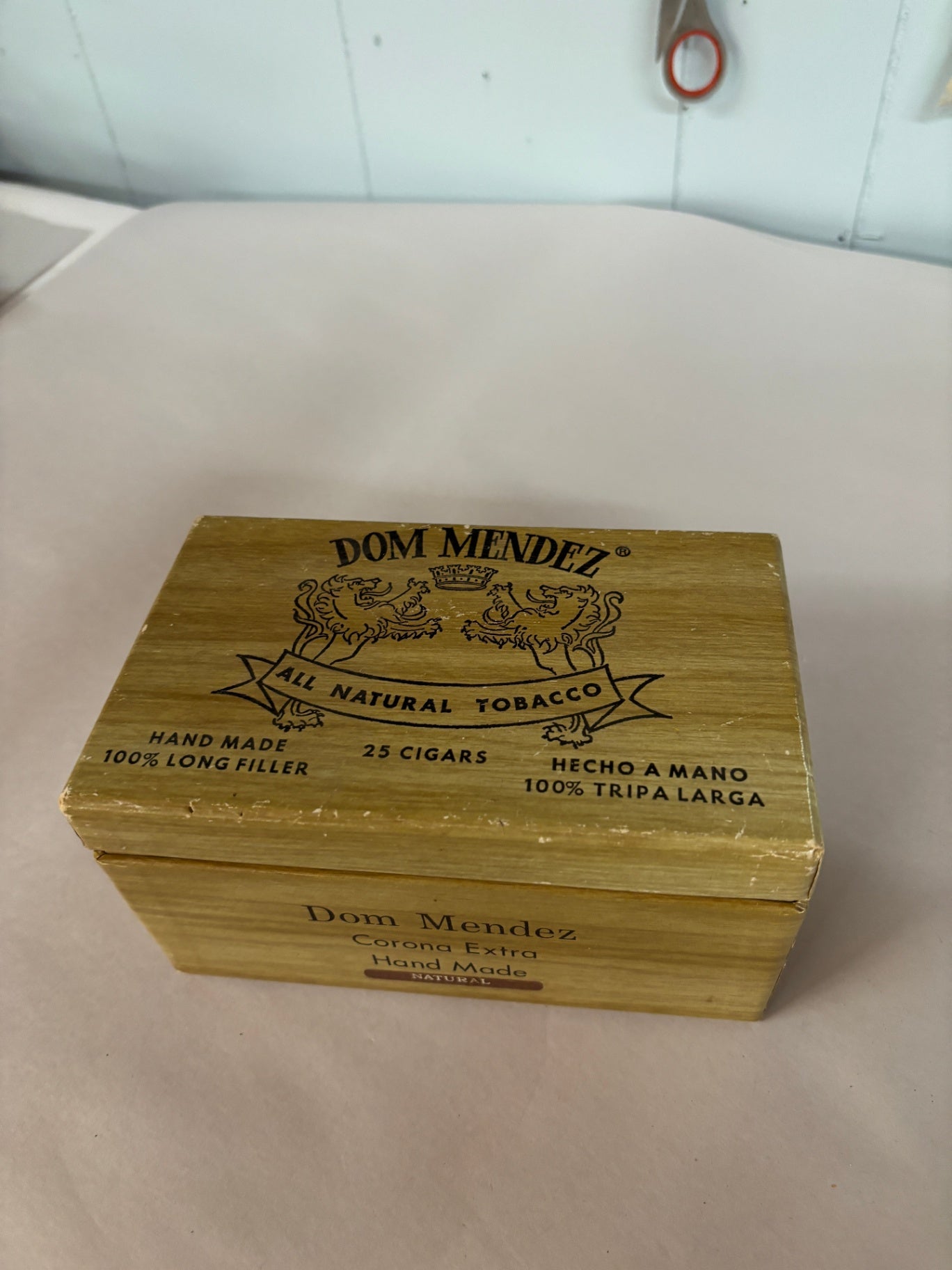 Vintage Dom Mendez Corona Extra Wooden Cigar Box