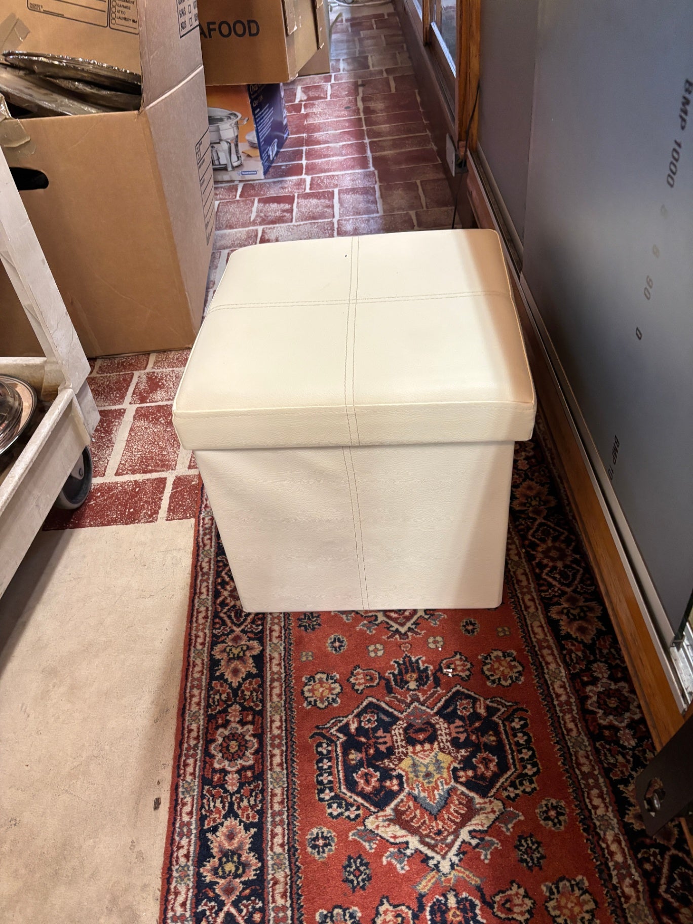 Collapsible Storage Ottoman - White