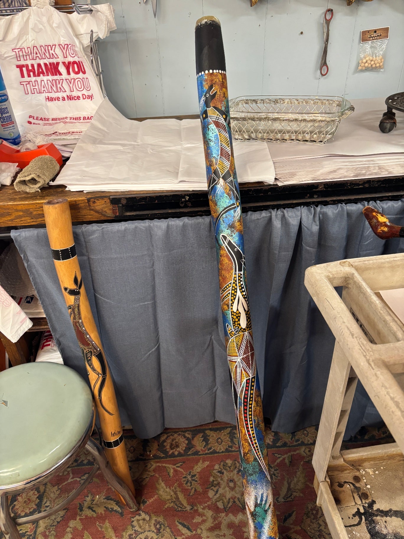 Hand-Painted Australian Aboriginal Style Didgeridoo with Wildlife Motif