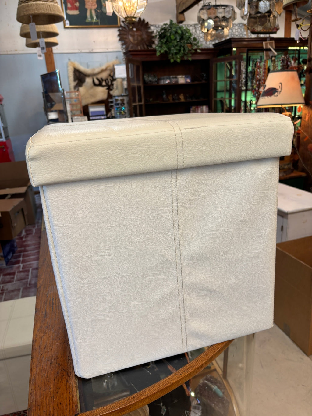 Collapsible Storage Ottoman - White