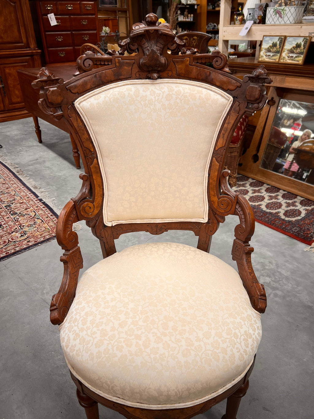 Pair of Renaissance Revival Burl Walnut Armchairs Attributed to John Jelliff & Co., Circa 1870