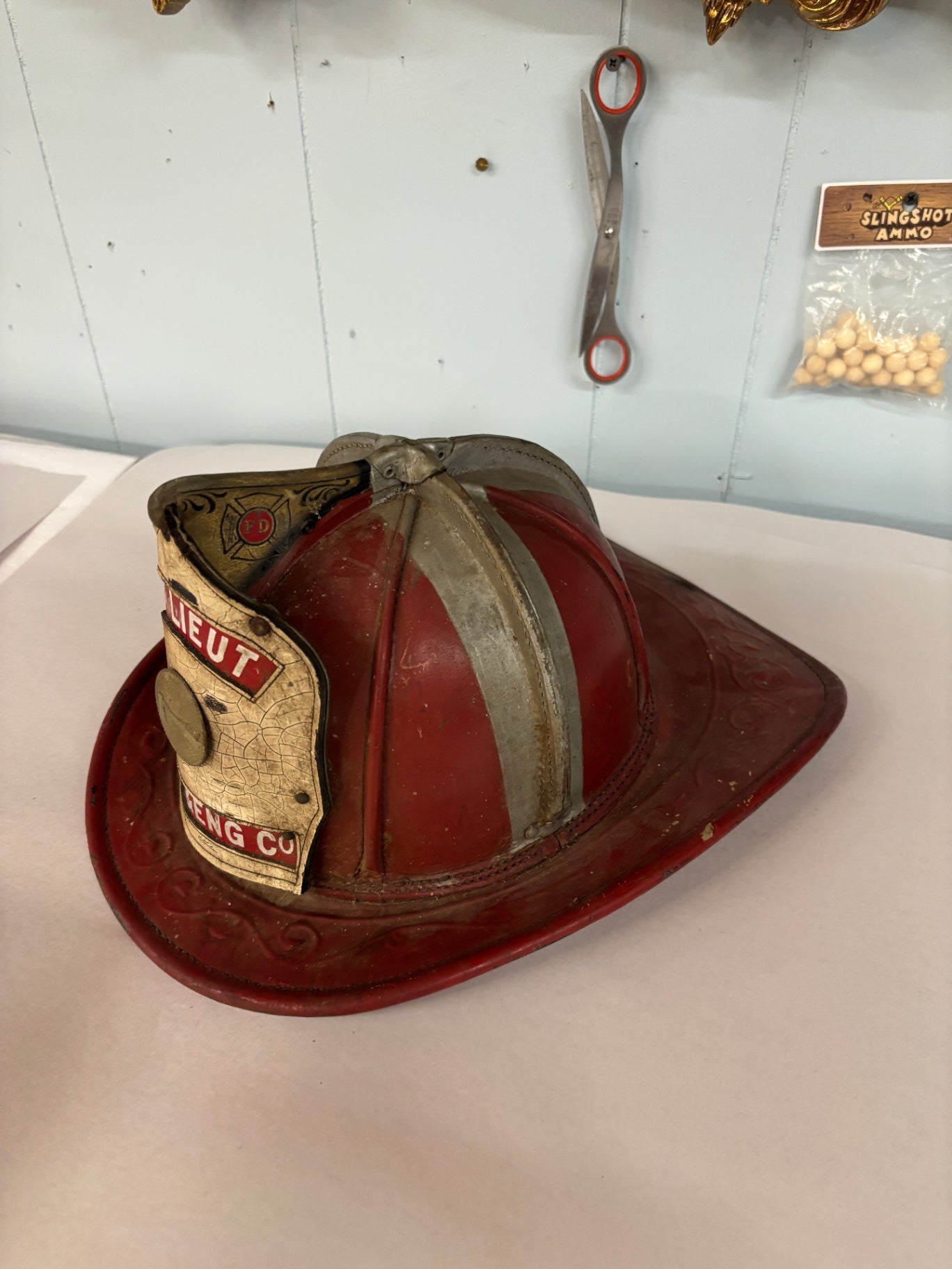 Vintage Fire Chief Leather Parade Helmet