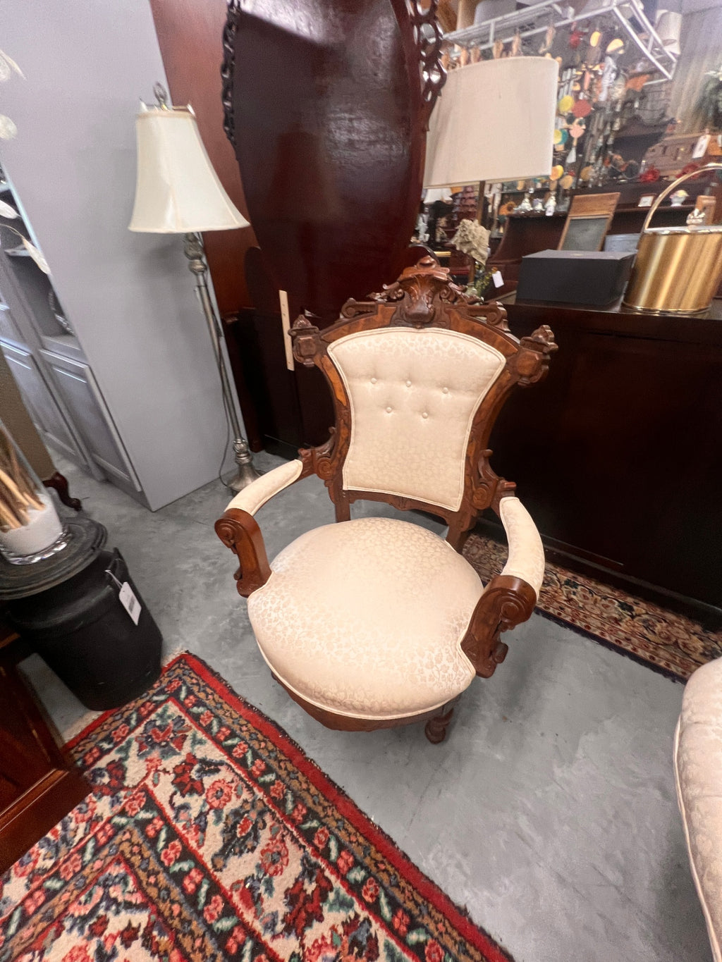 Pair of Renaissance Revival Burl Walnut Armchairs Attributed to John Jelliff & Co., Circa 1870