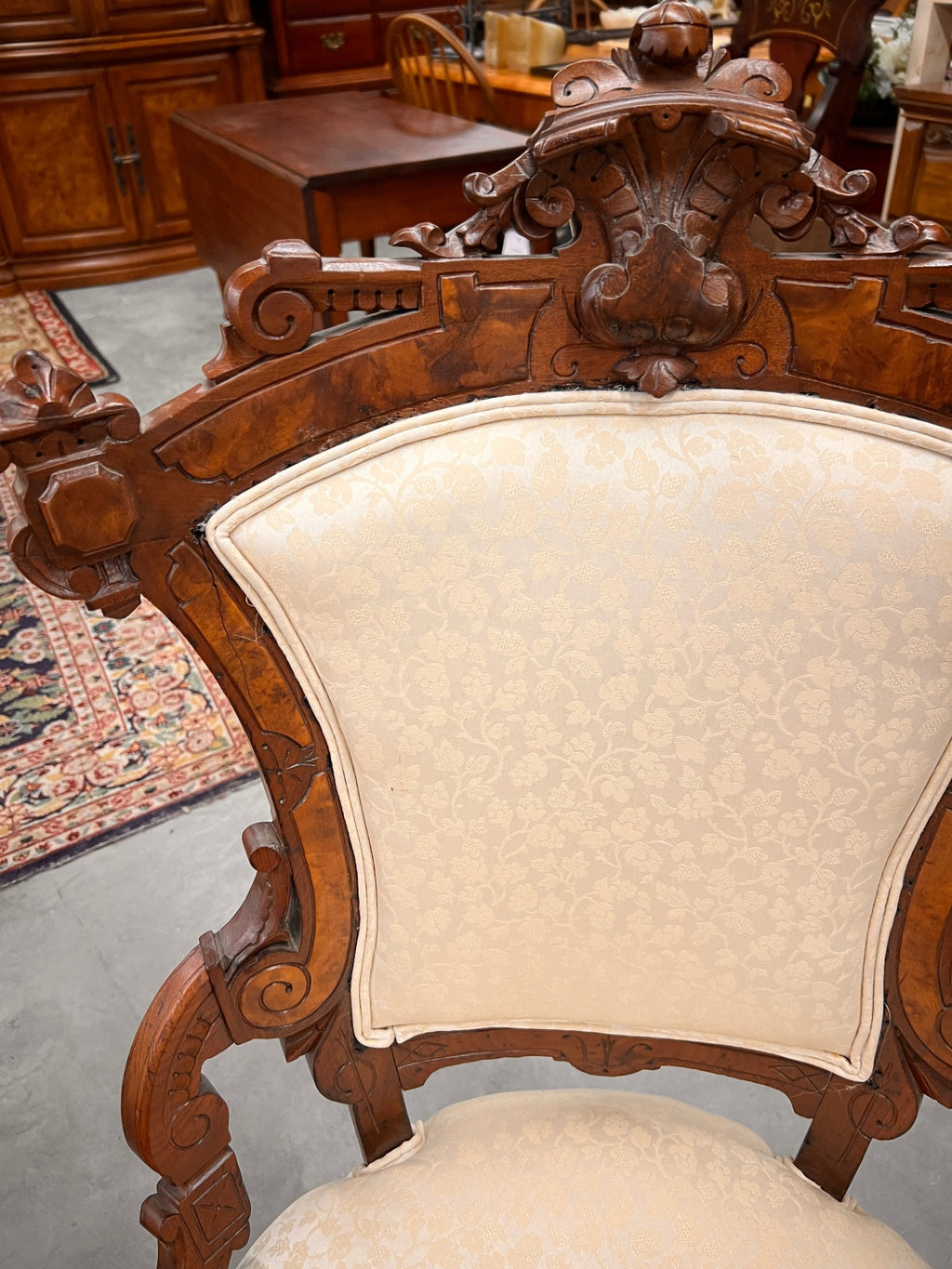 Pair of Renaissance Revival Burl Walnut Armchairs Attributed to John Jelliff & Co., Circa 1870